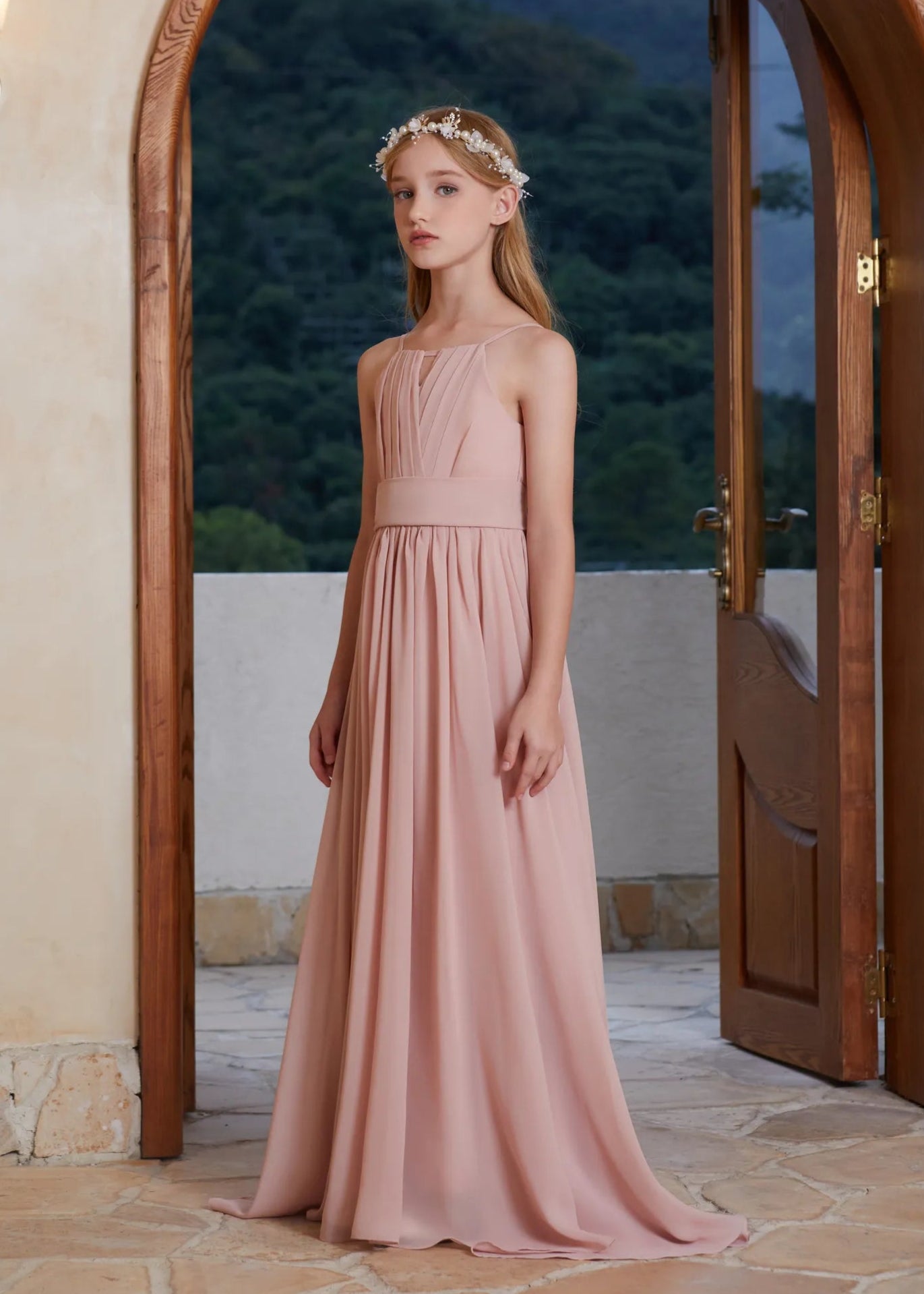 Bohemian Chiffon Junior Bridesmaid Maxi Dress