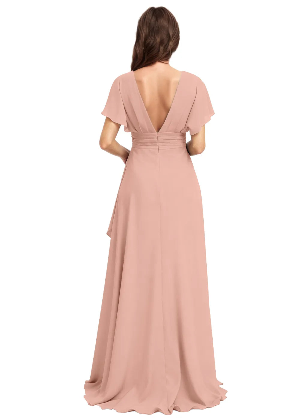 Celestia Flutter Sleeve Chiffon Gown