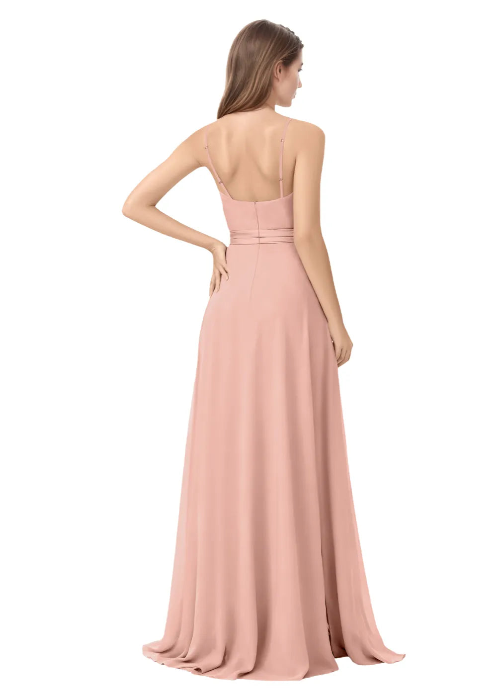 Pleated Halter High-Slit Maxi Gown