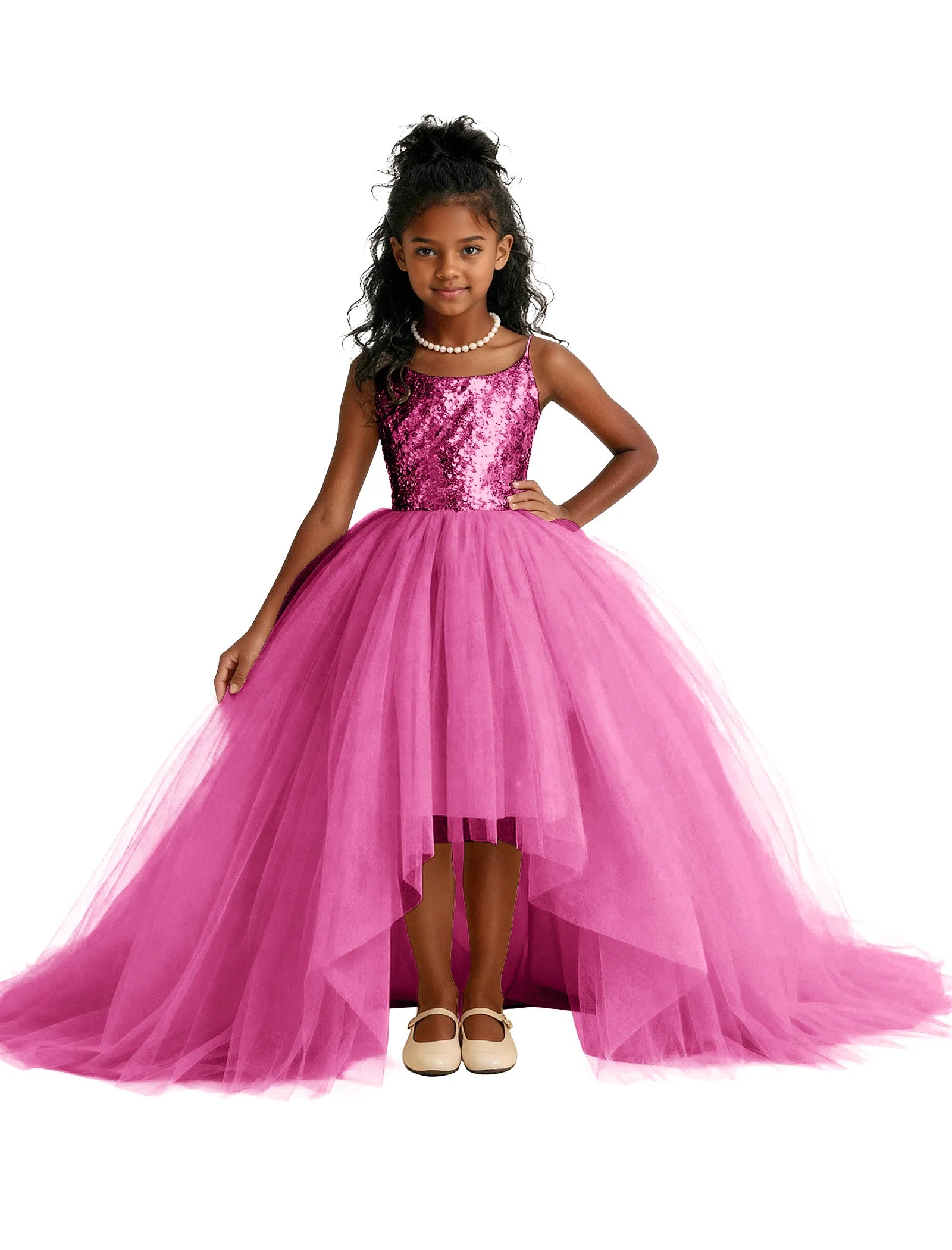 Girls Sequin Tulle Pageant Dress