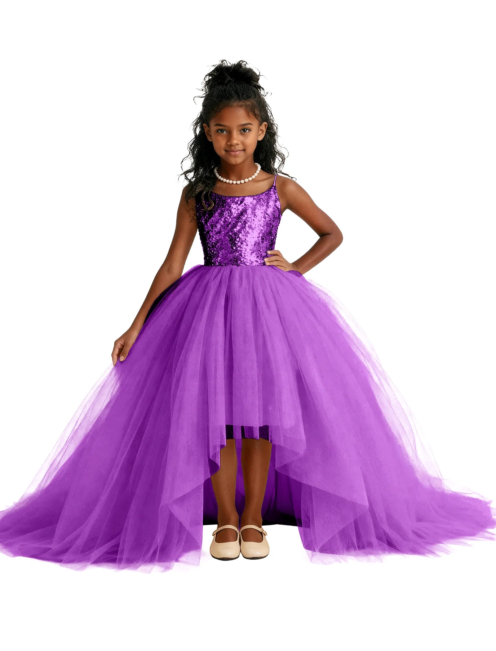 Girls Sequin Tulle Pageant Dress