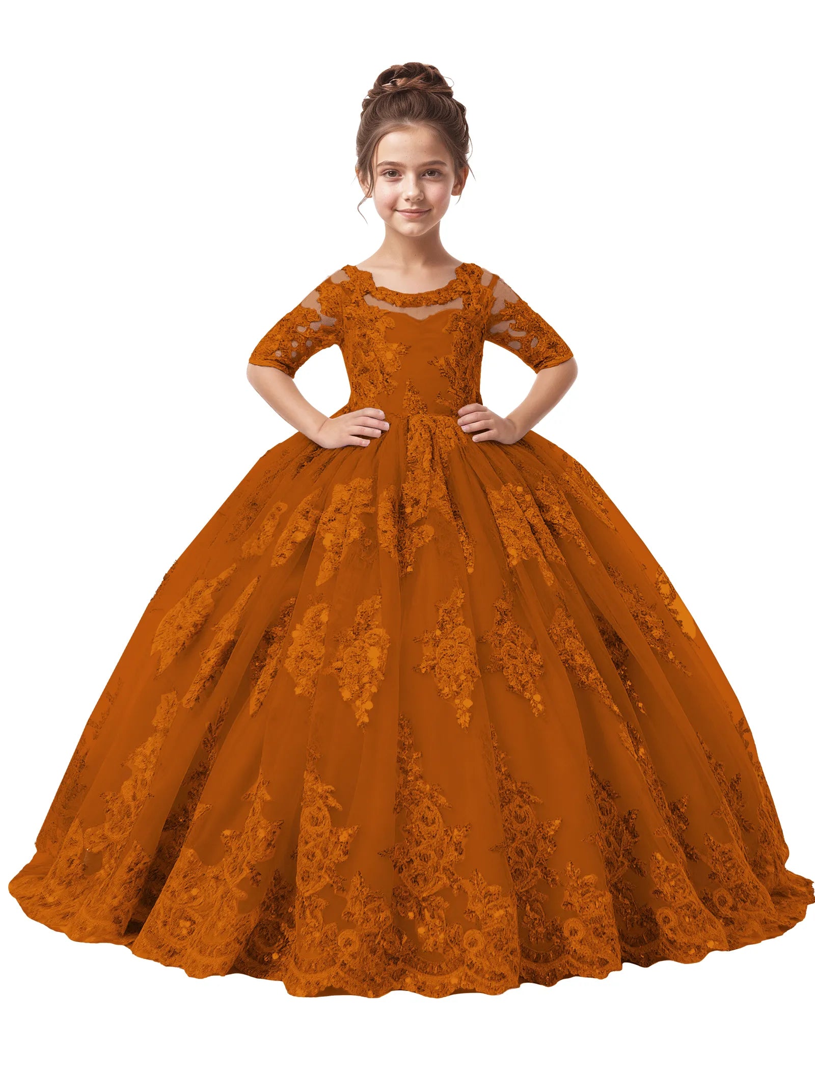 Vestido de princesa sin mangas de encaje