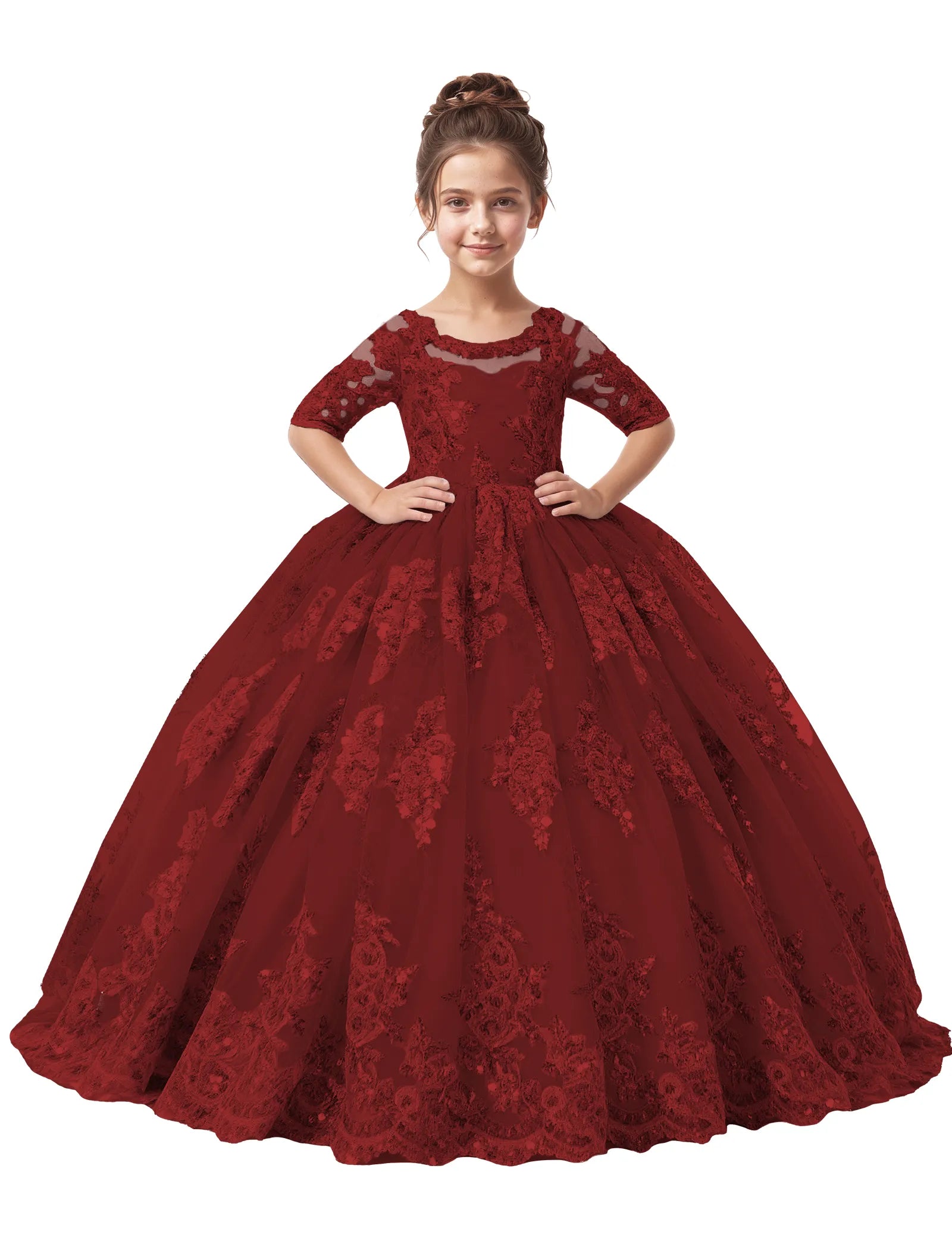 Vestido de princesa sin mangas de encaje