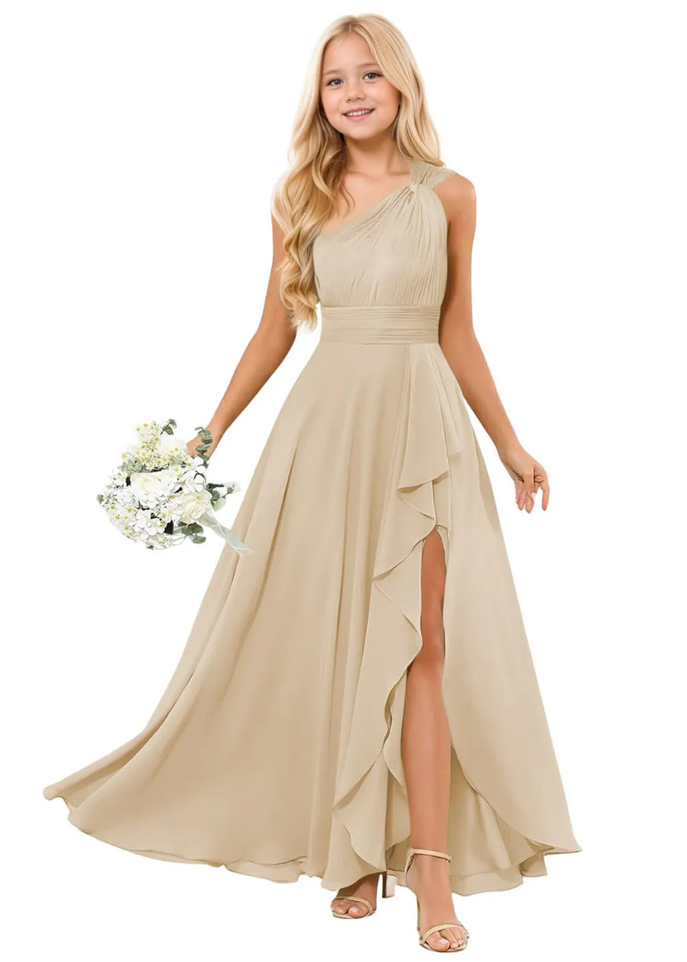 One-Shoulder Chiffon Junior Bridesmaid Dress