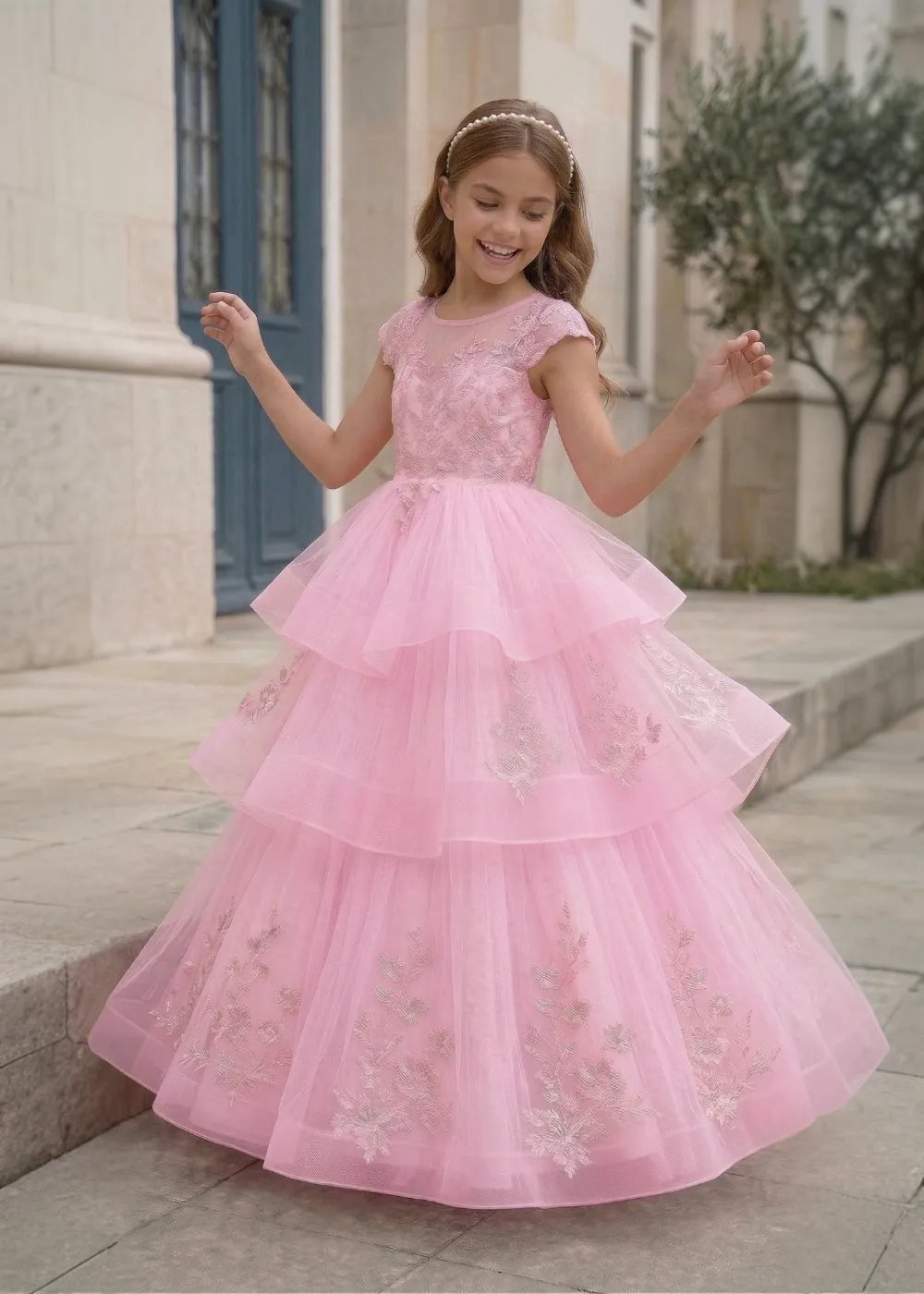 Vestido de princesa sin mangas de encaje