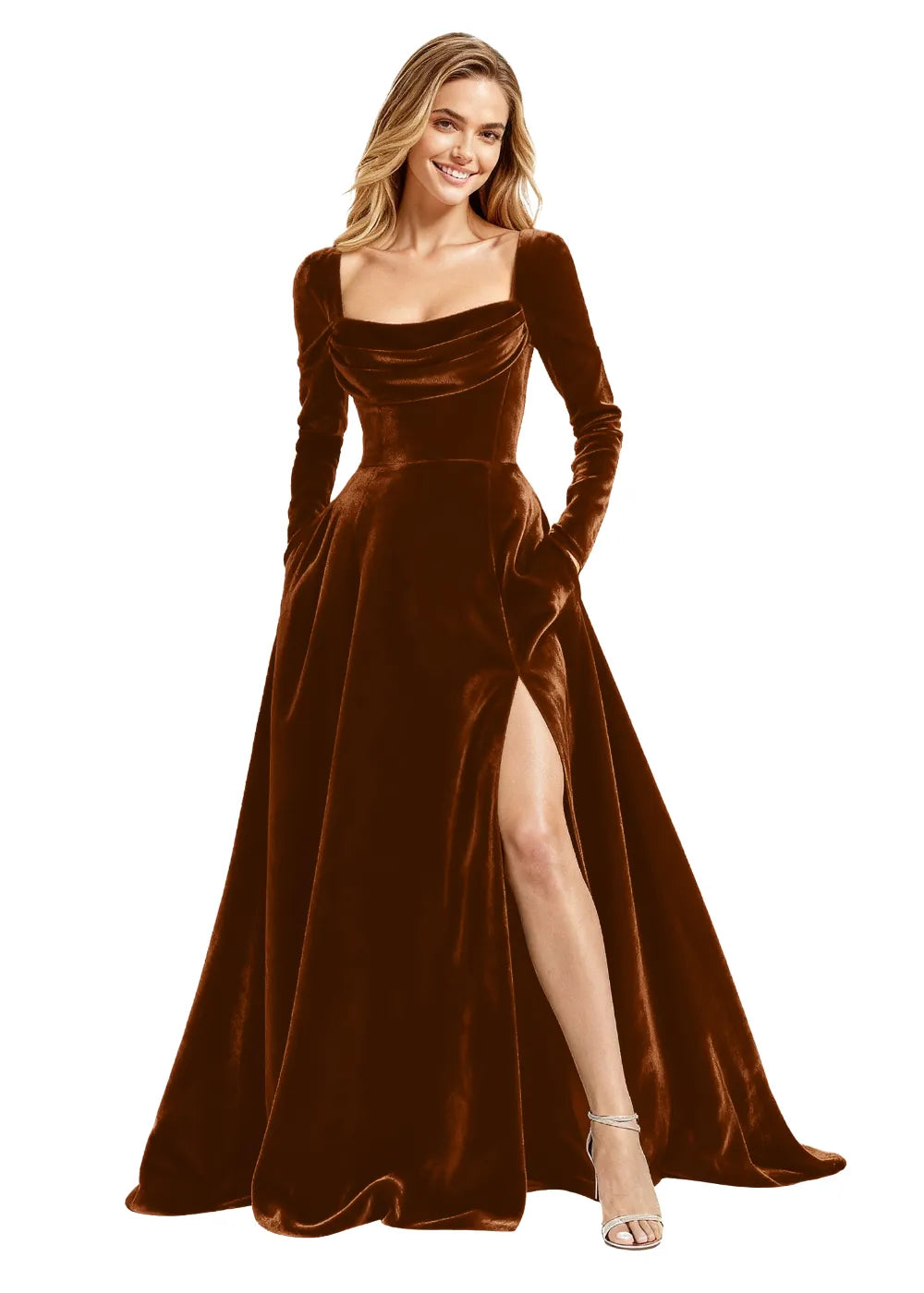 Elegant Velvet Formal Dress with Backless Detail