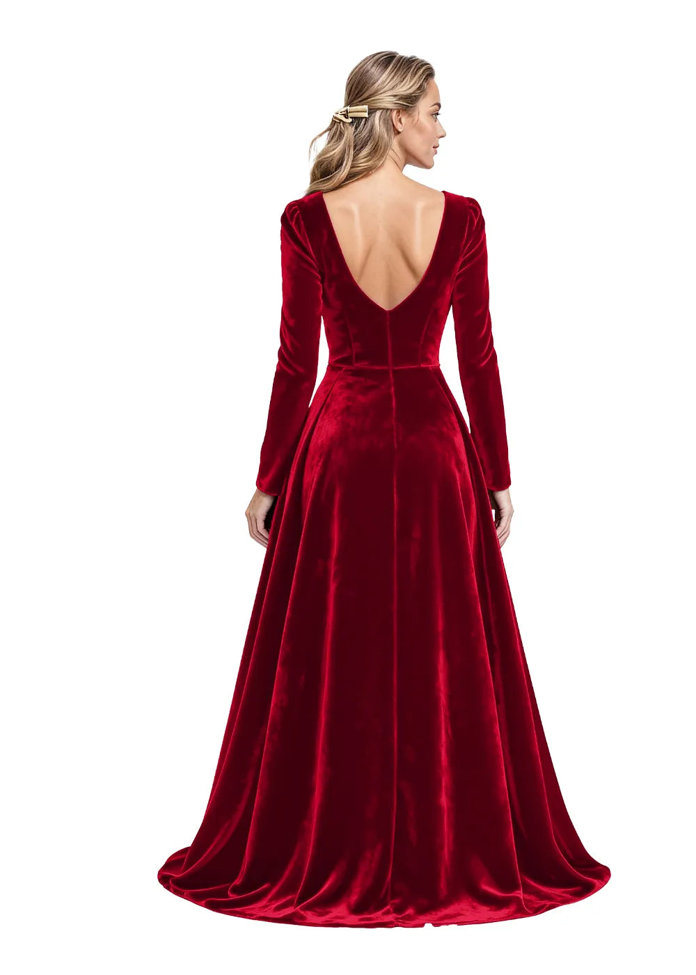 Elegant Velvet Formal Dress with Backless Detail