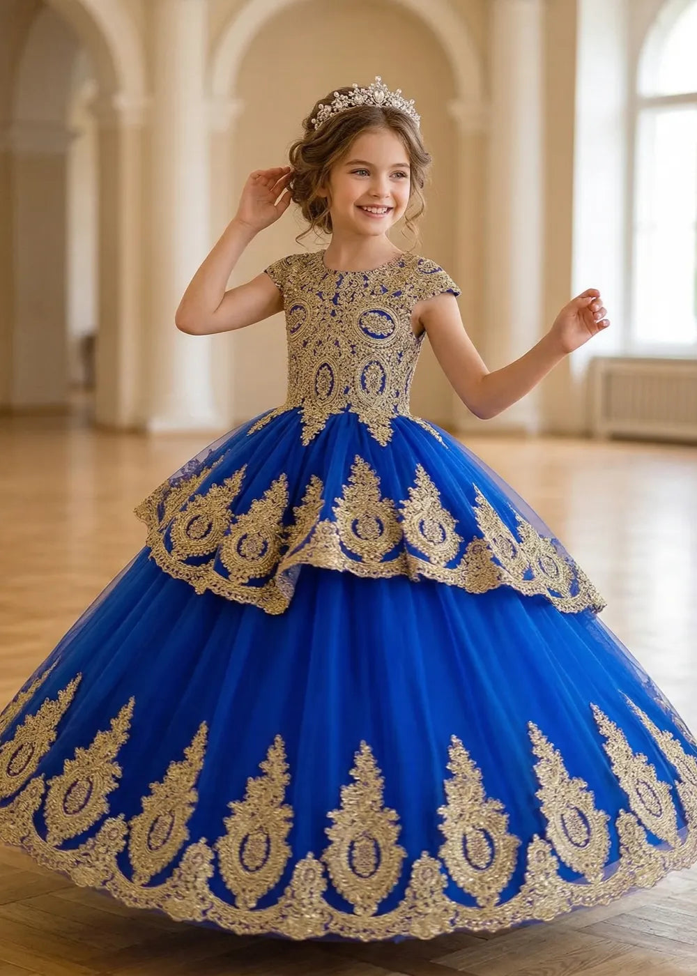 Royal Embroidered Princess Ball Gown for Girls
