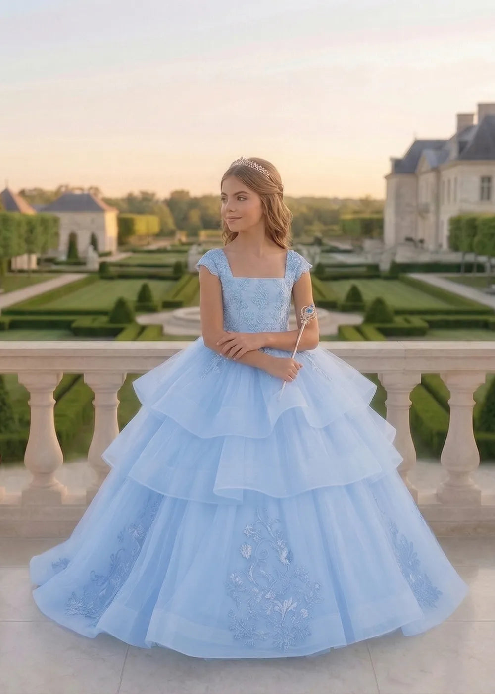 Vestido de princesa sin mangas de encaje