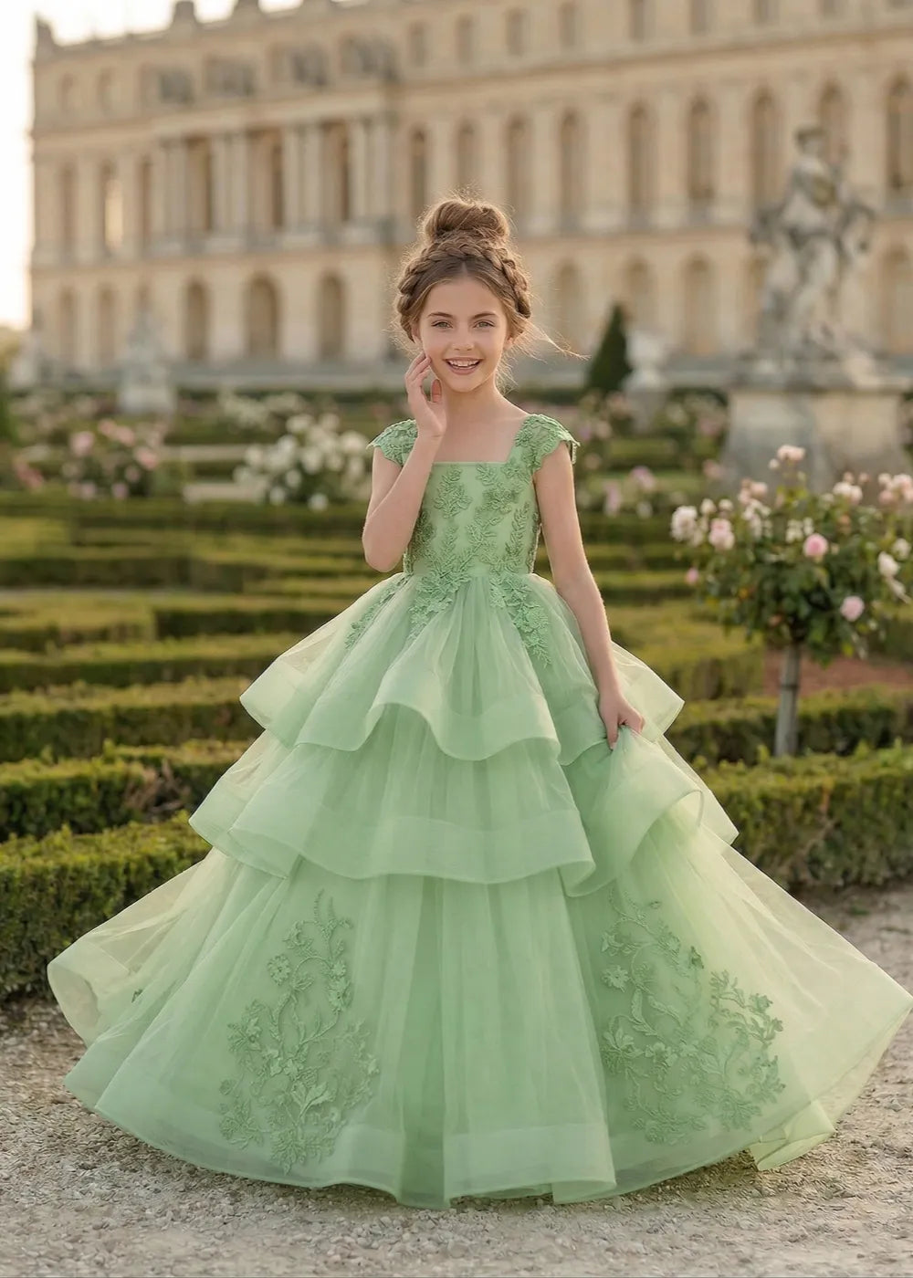 Vestido de princesa sin mangas de encaje