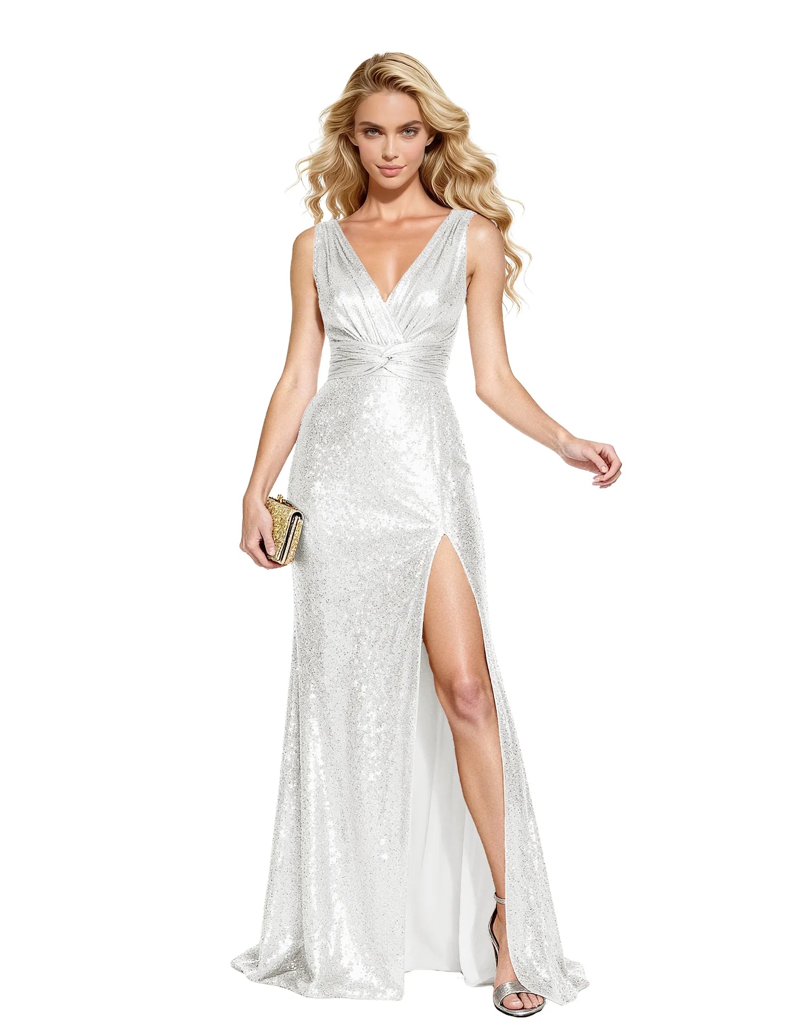 Shine Deep V Sequin Gown