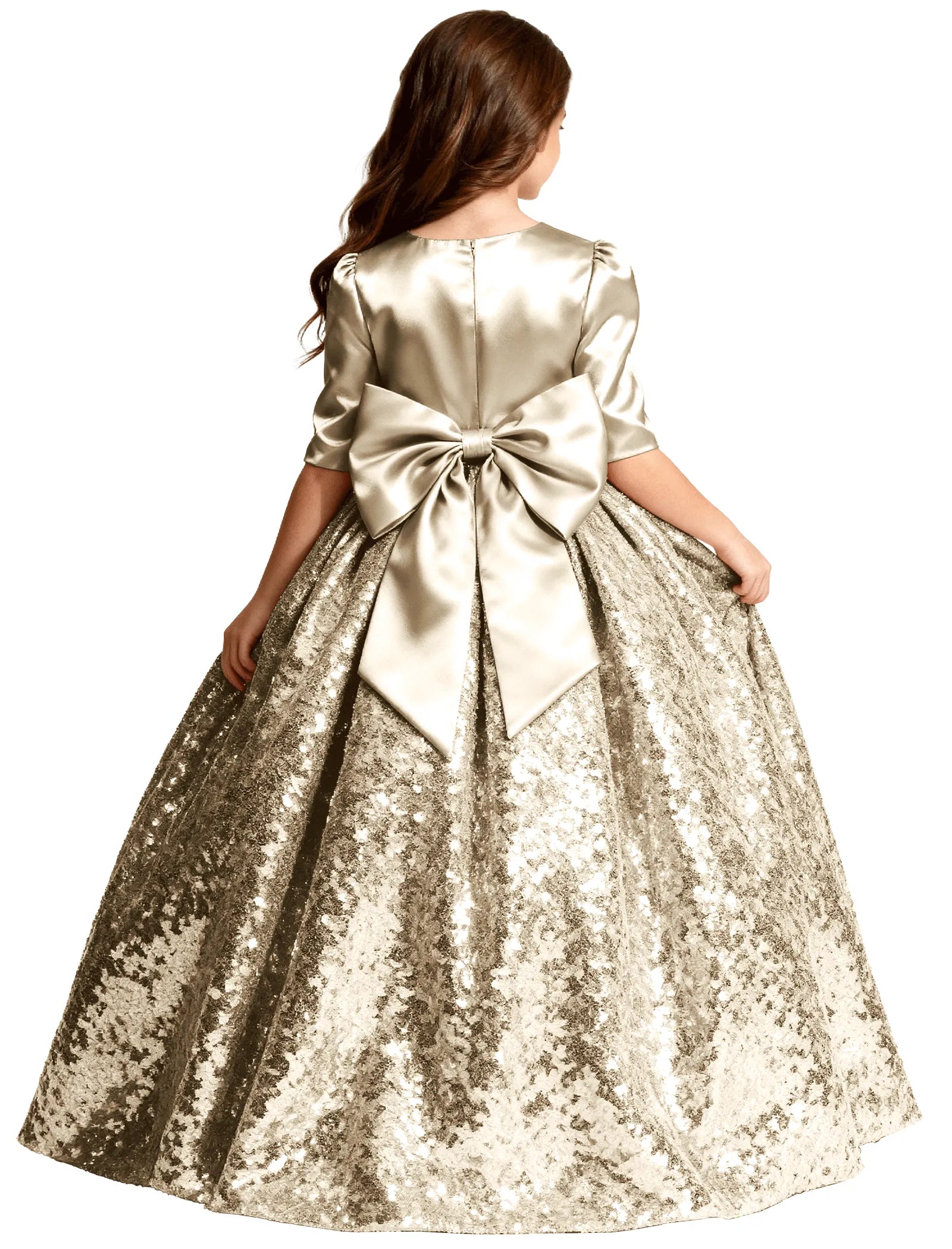 Junior Bridesmaid Dress with Sequin Hem