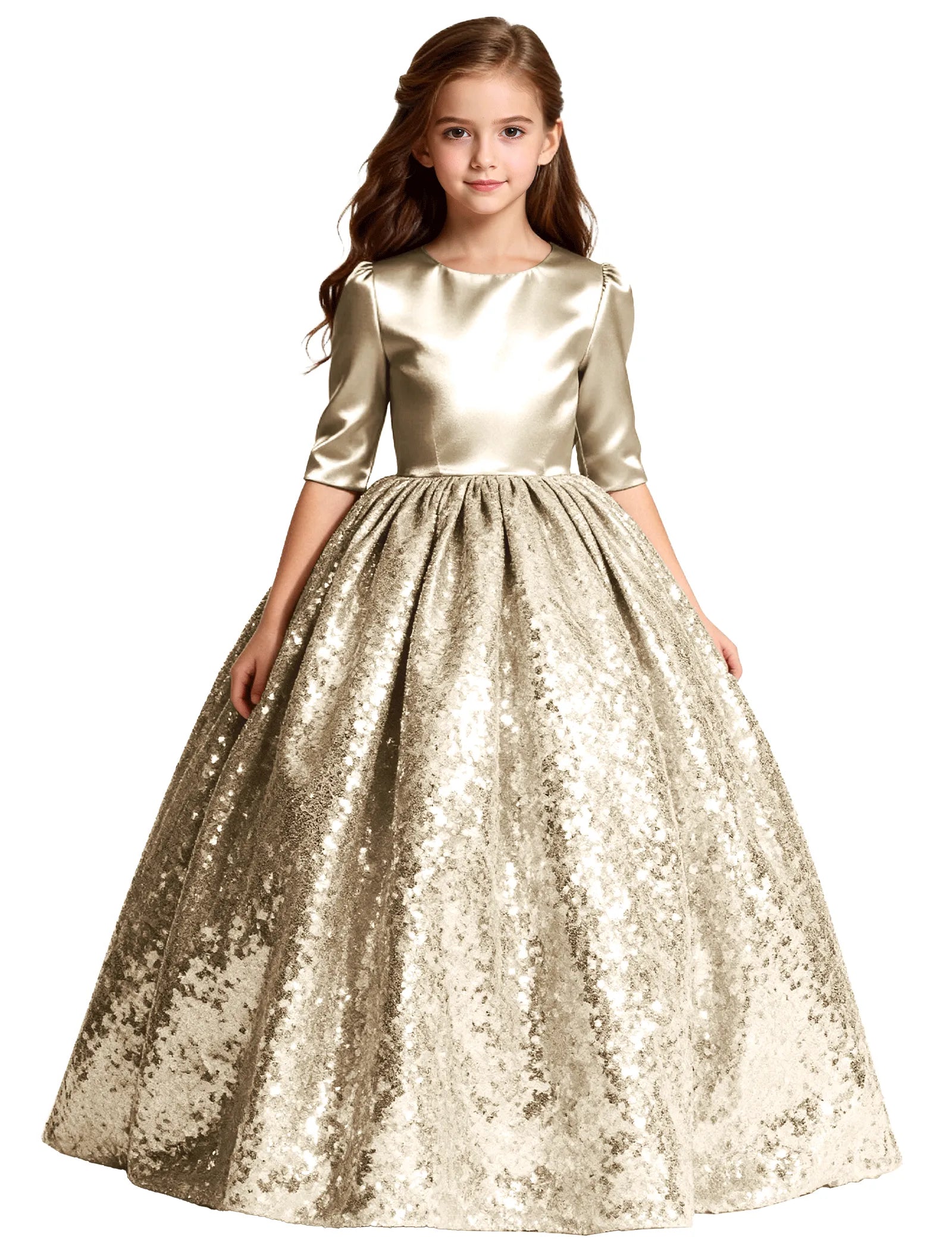 Junior Bridesmaid Dress with Sequin Hem