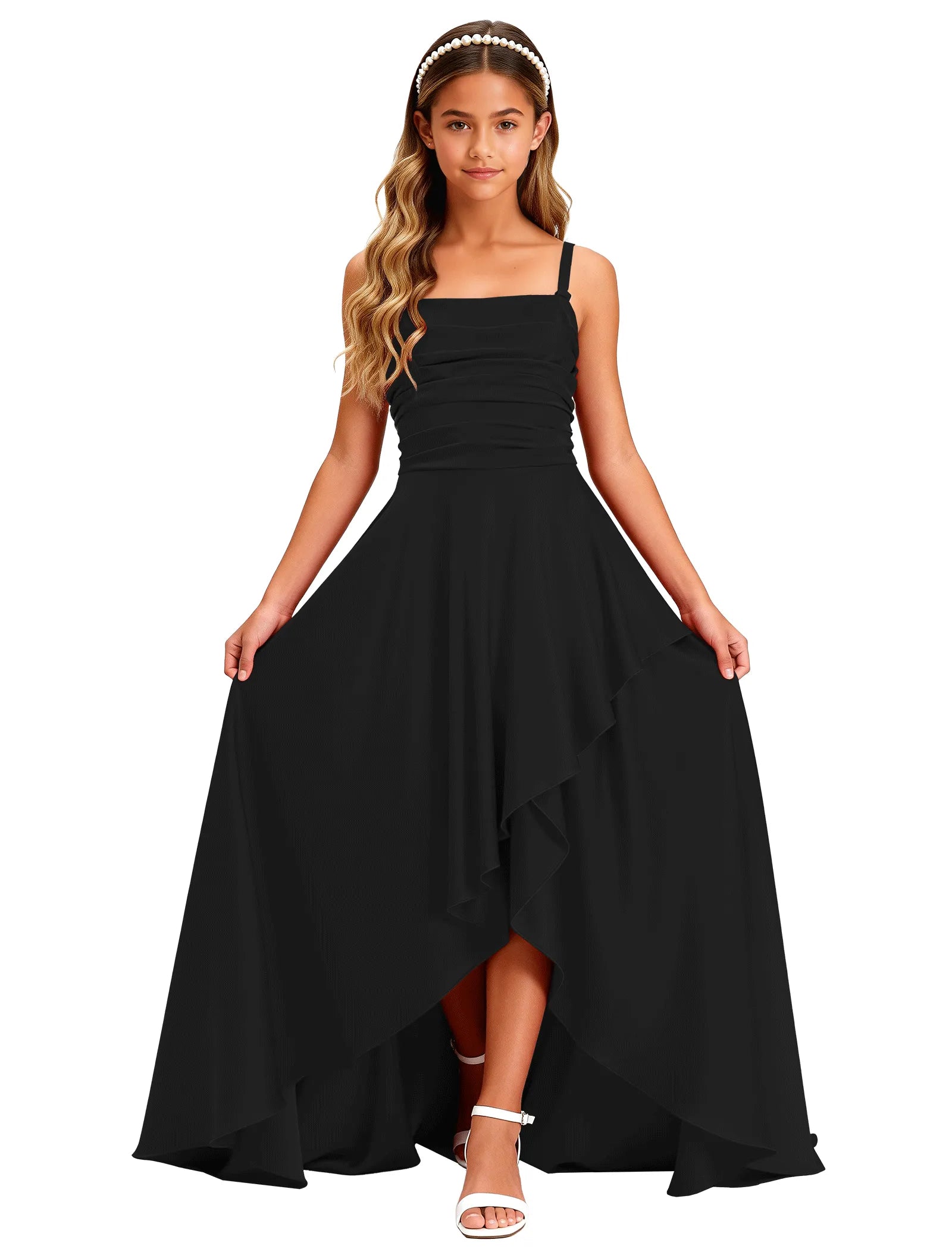 Girls Satin High-Low Party Dress