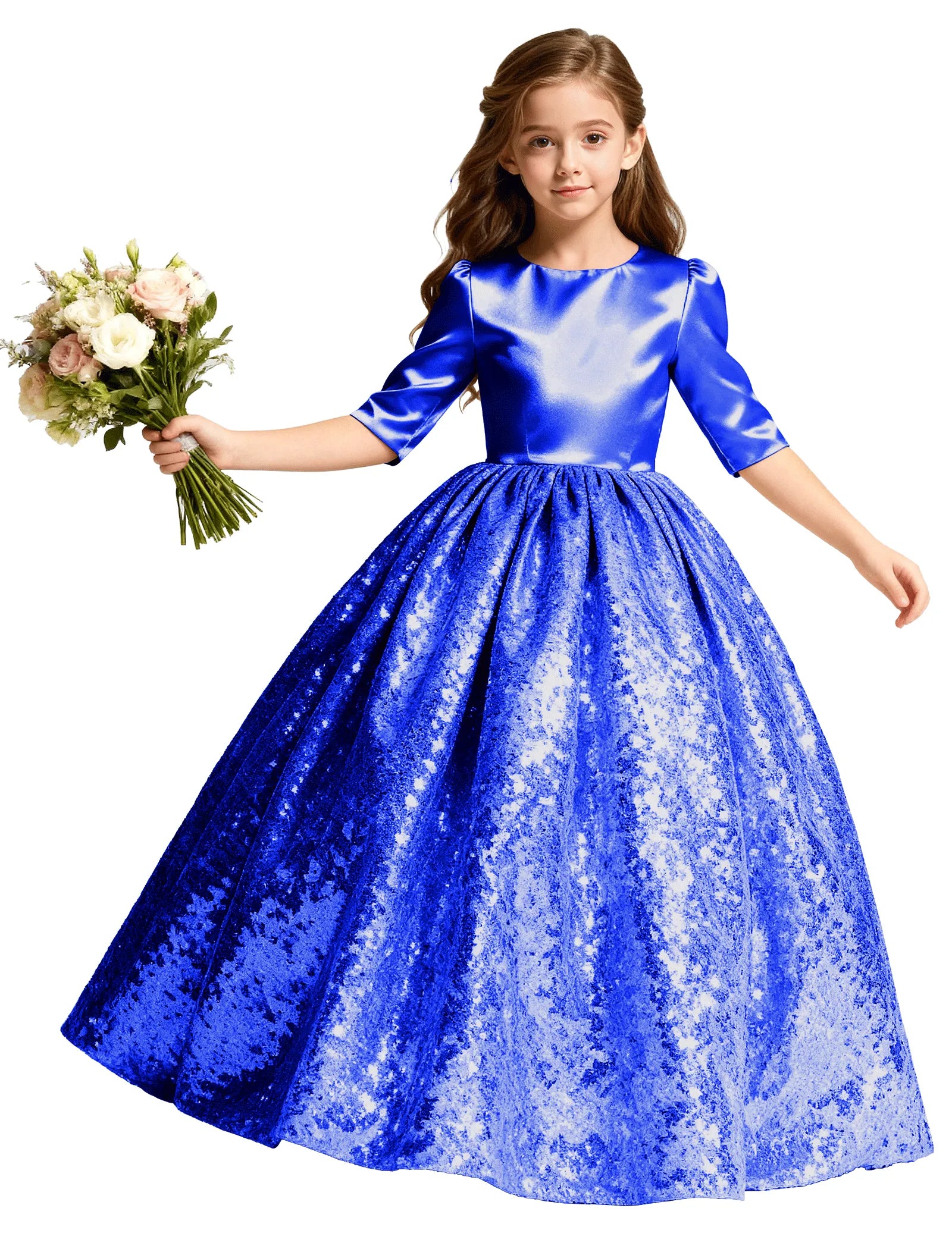 Junior Bridesmaid Dress with Sequin Hem