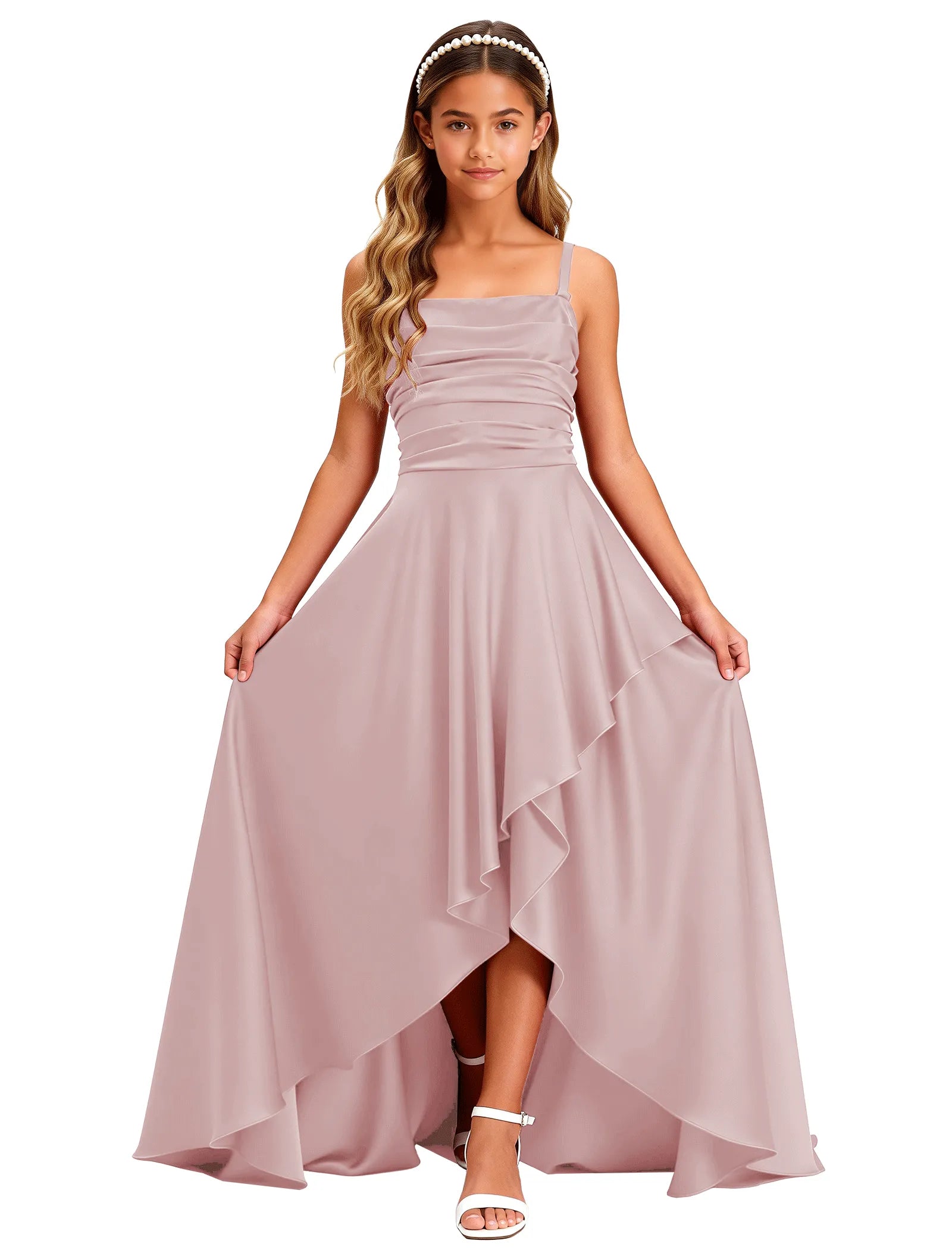 Girls Satin High-Low Party Dress