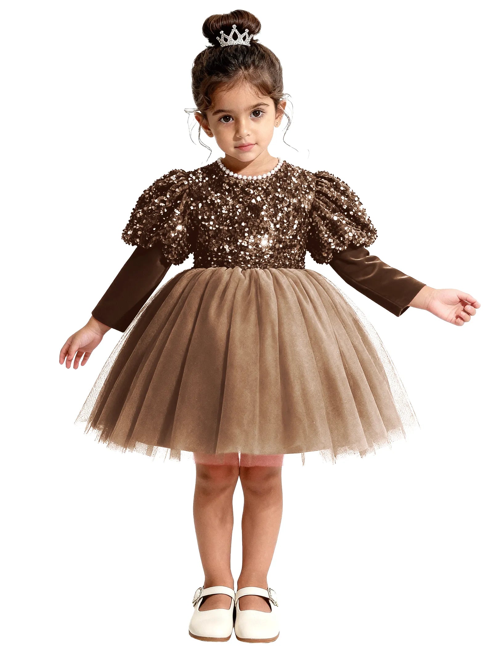 Glitter Bow Velvet Sequin Dress for Girls