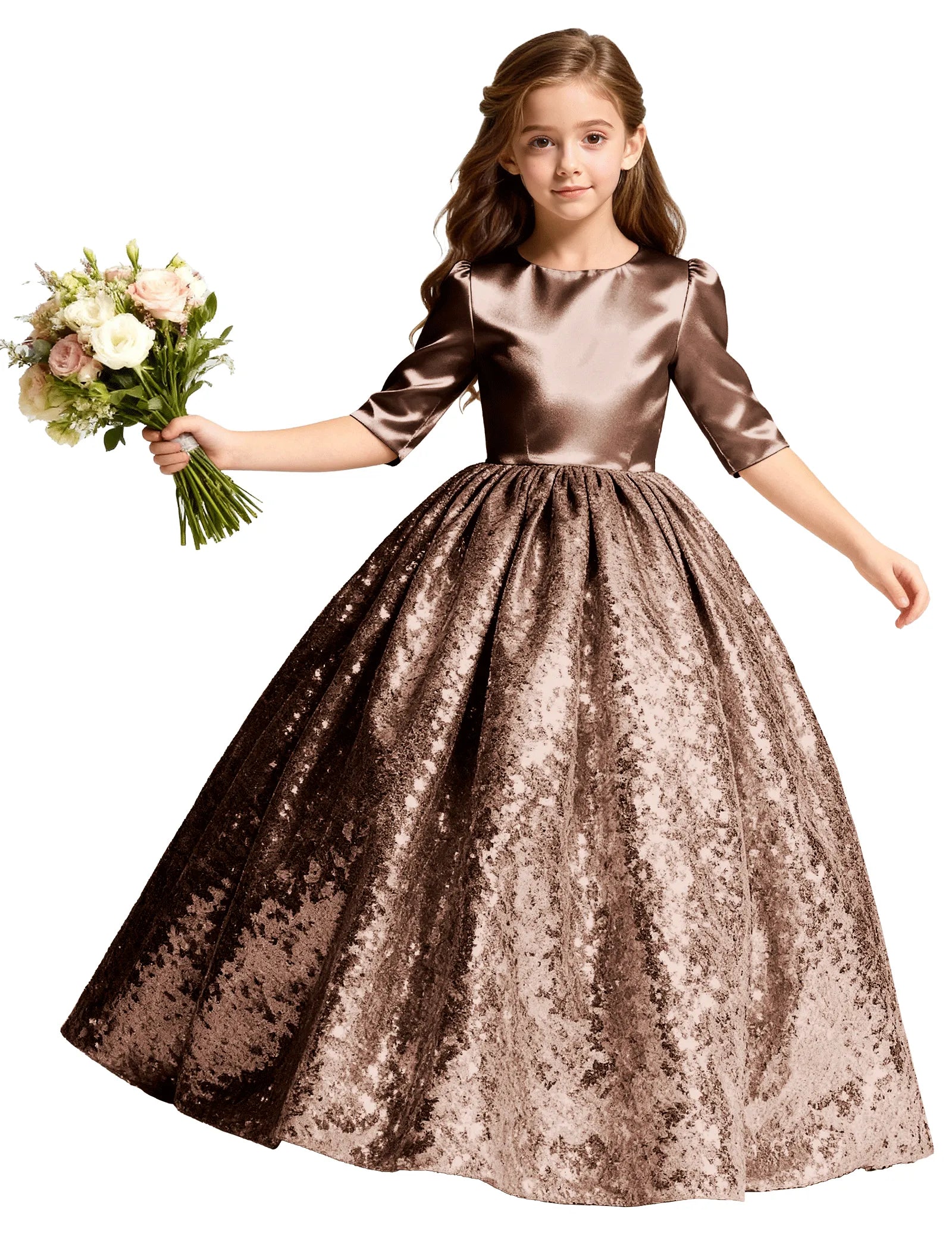 Junior Bridesmaid Dress with Sequin Hem