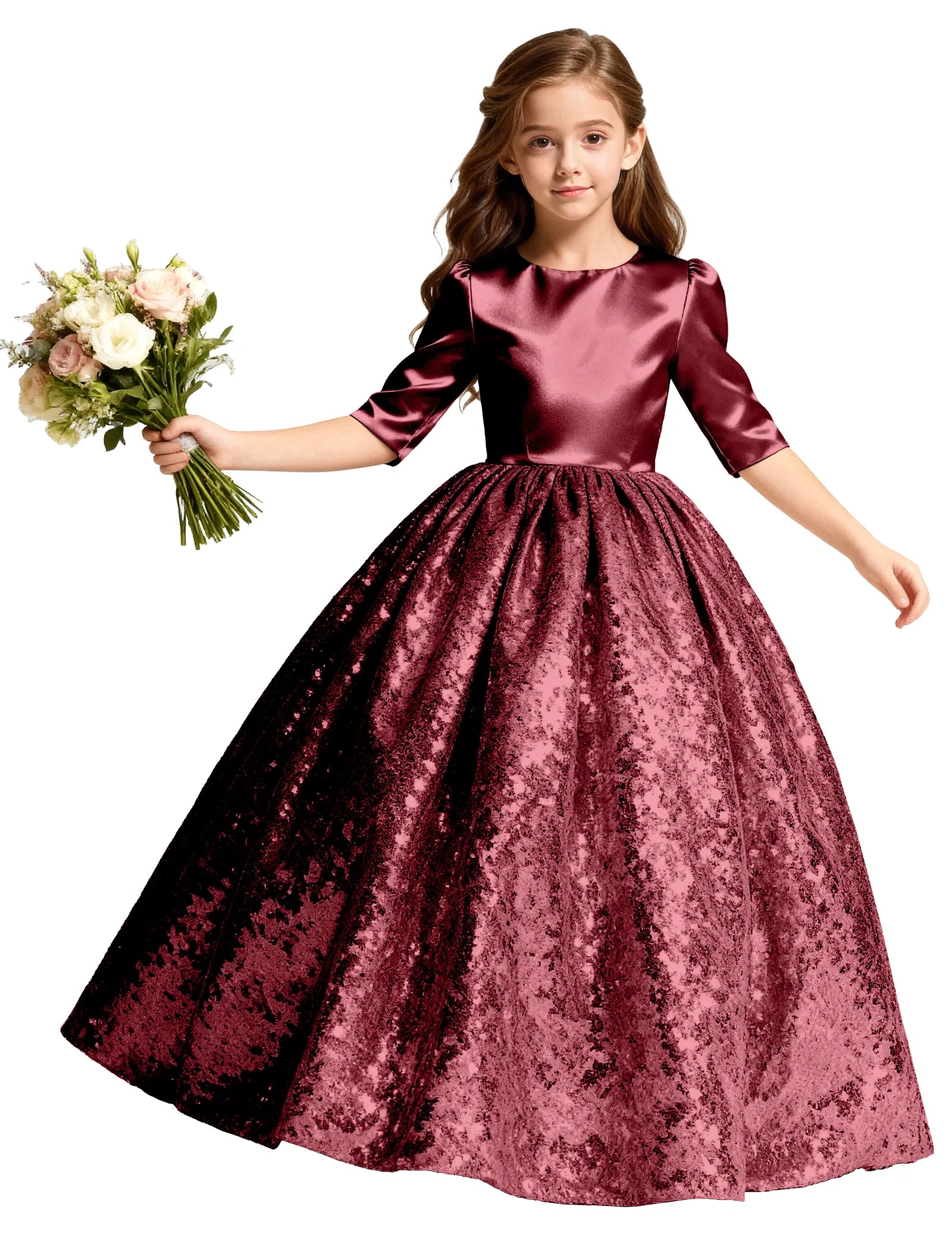Junior Bridesmaid Dress with Sequin Hem
