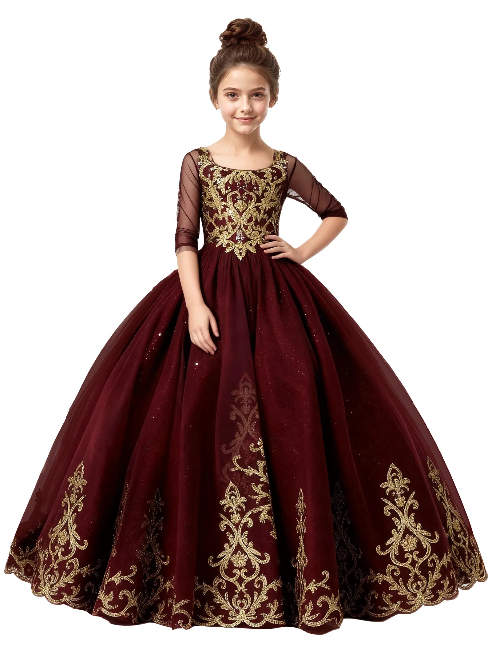 Vestido de princesa sin mangas de encaje
