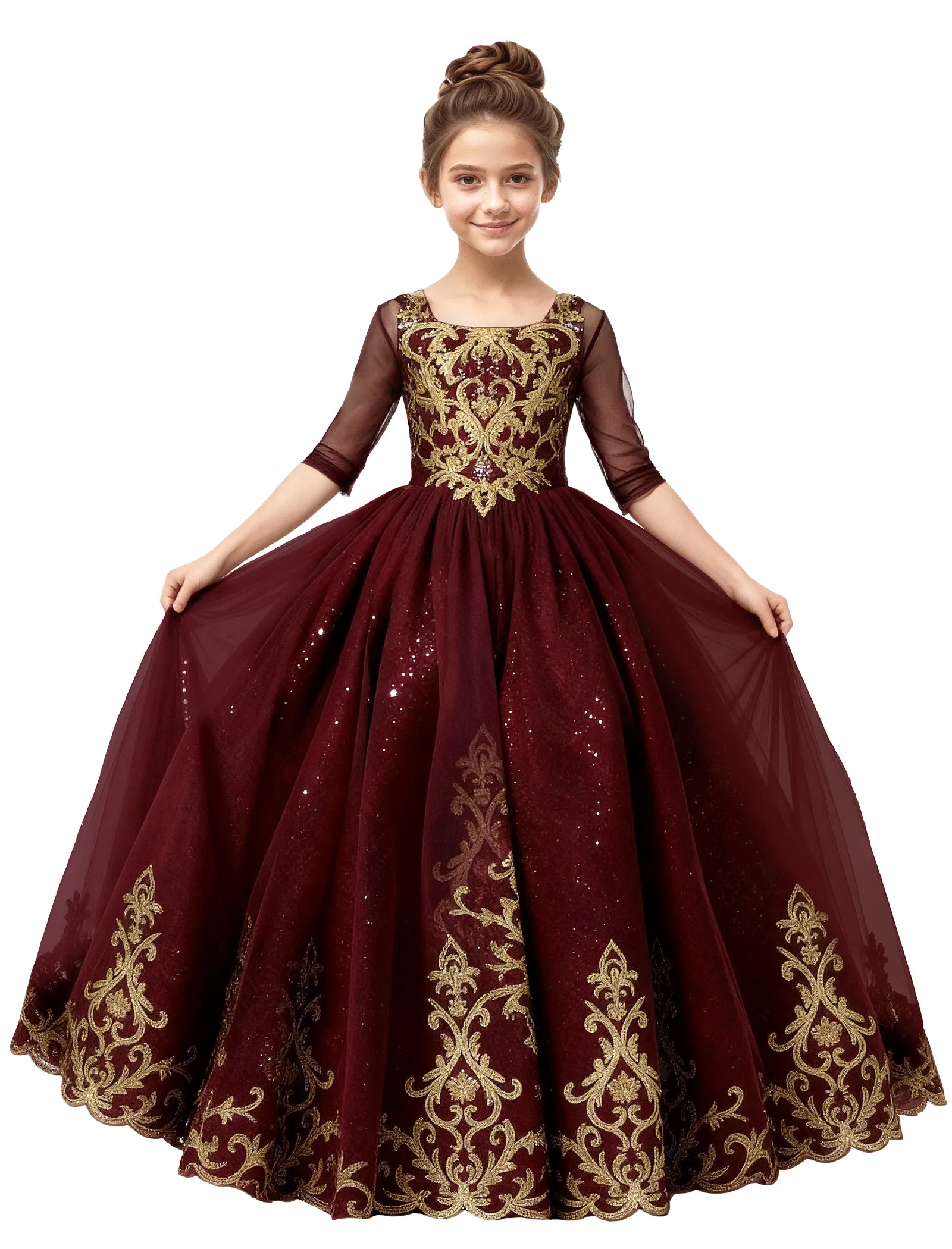Vestido de princesa sin mangas de encaje