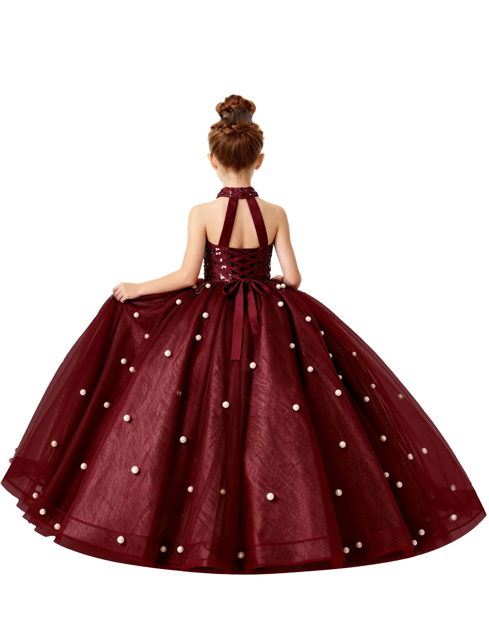 Koronkowa sukienka księżniczki z odkrytymi ramionami