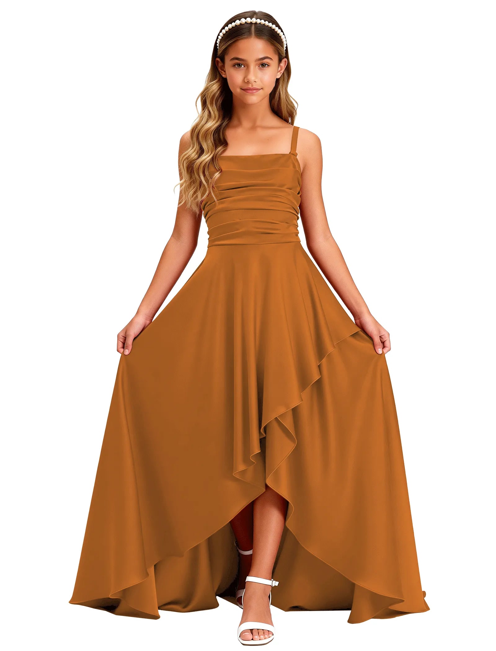 Girls Satin High-Low Party Dress