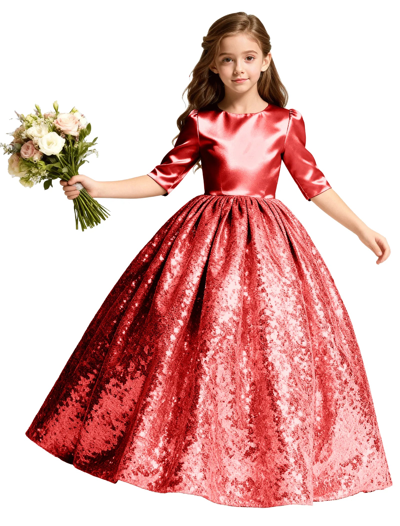 Junior Bridesmaid Dress with Sequin Hem