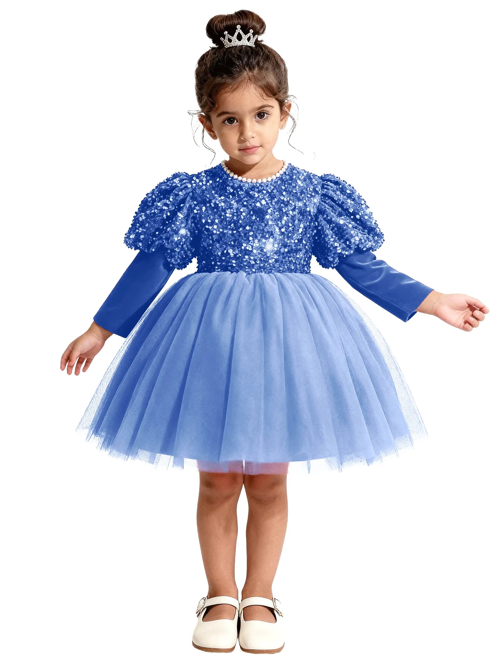 Glitter Bow Velvet Sequin Dress for Girls