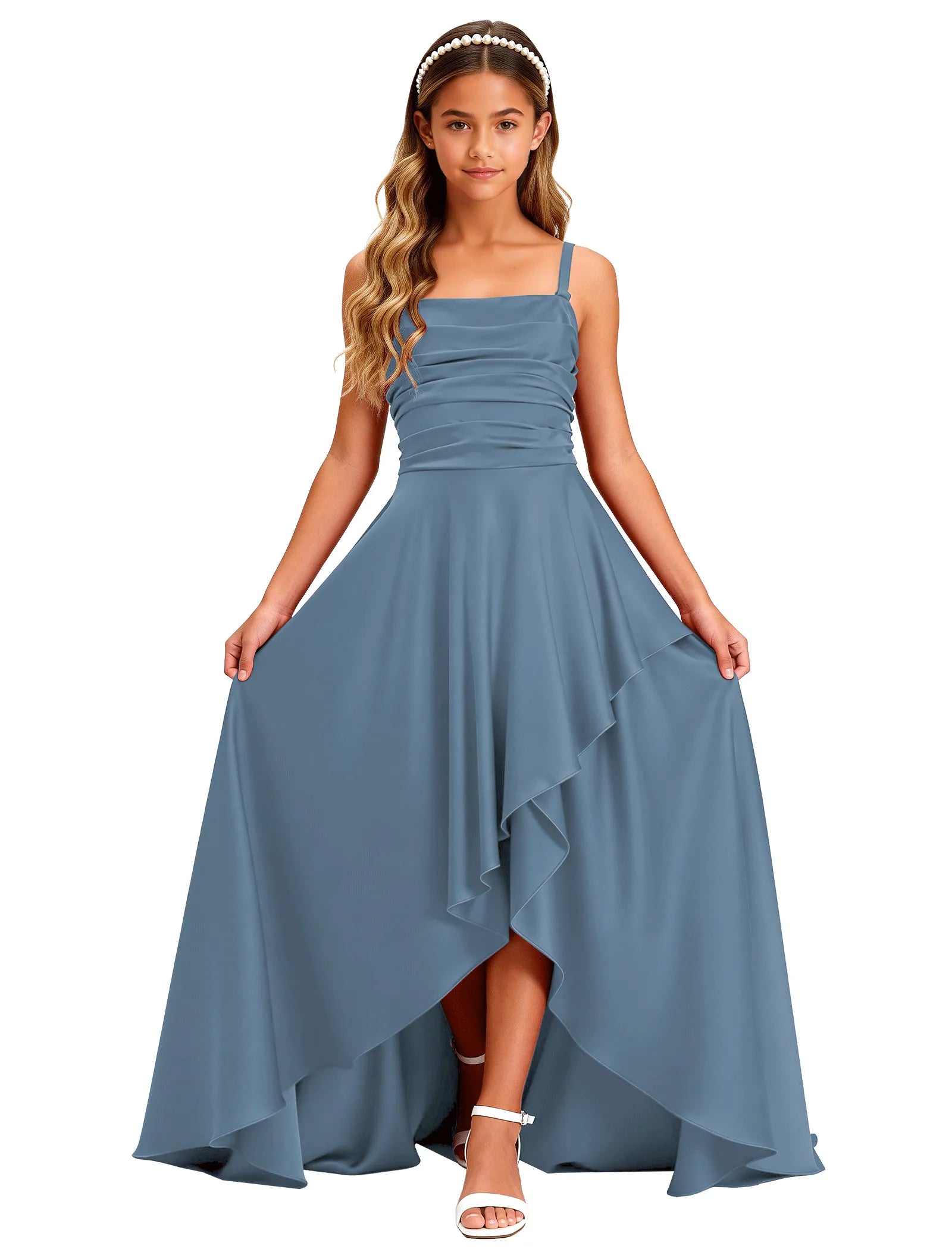 Girls Satin High-Low Party Dress