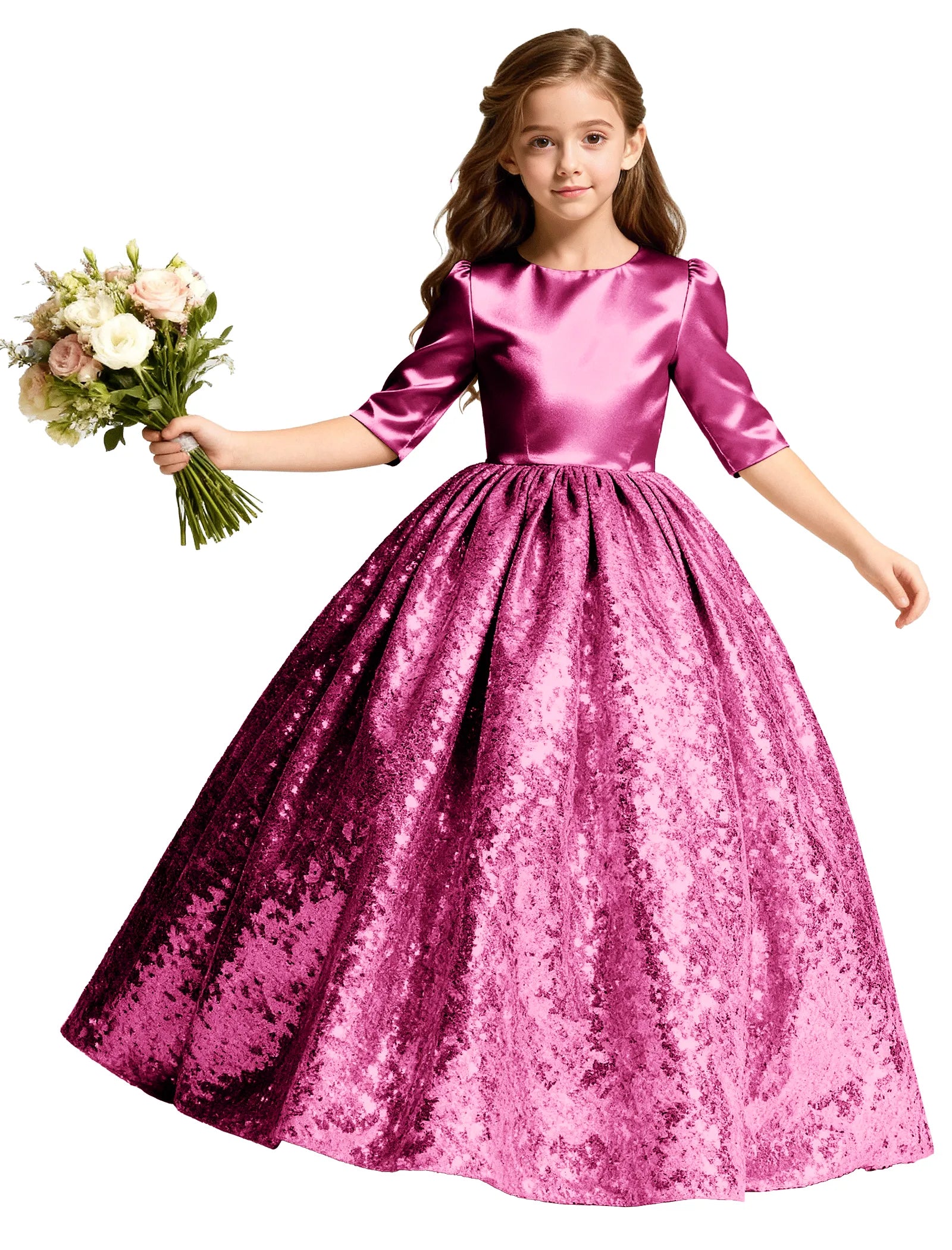 Junior Bridesmaid Dress with Sequin Hem
