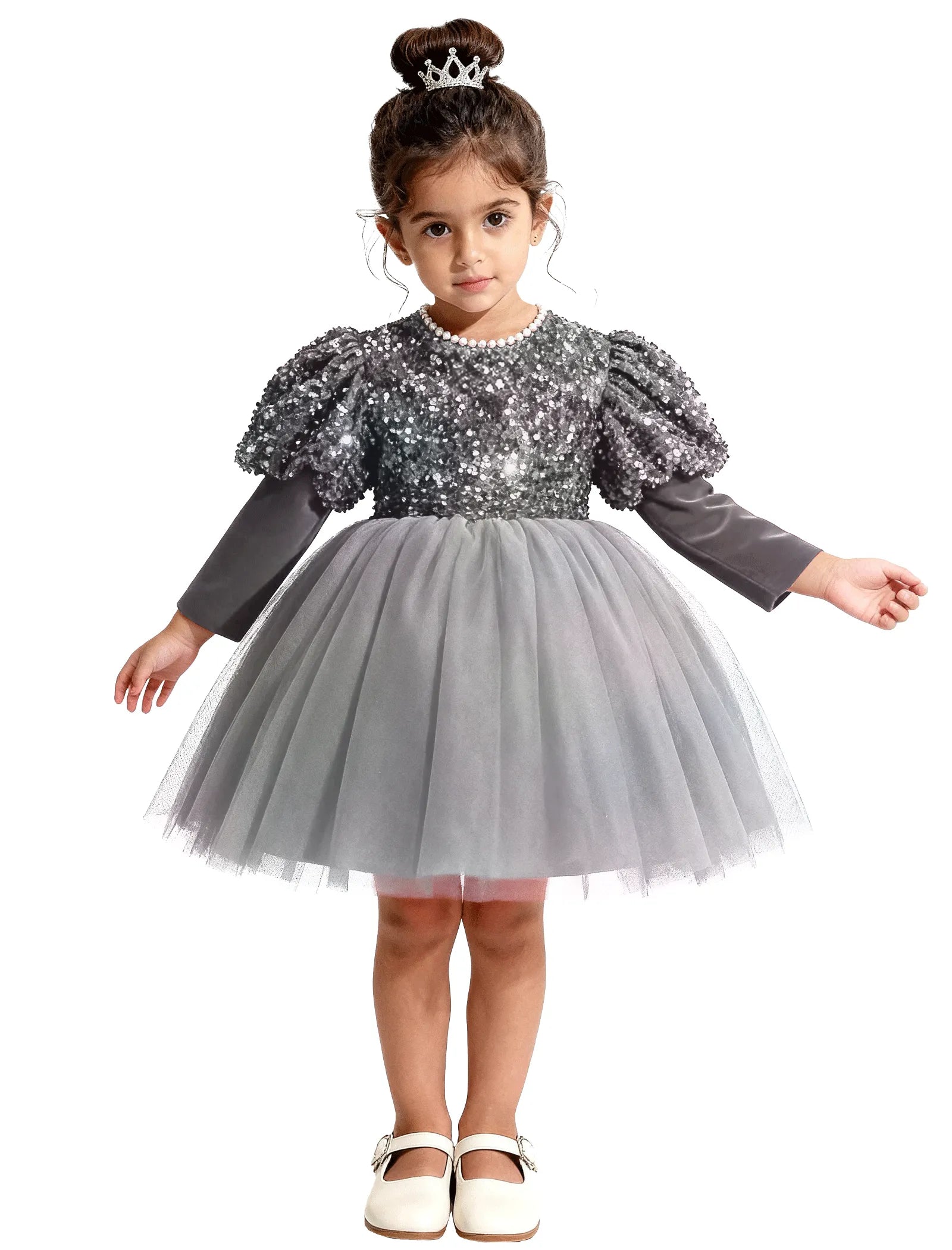 Glitter Bow Velvet Sequin Dress for Girls