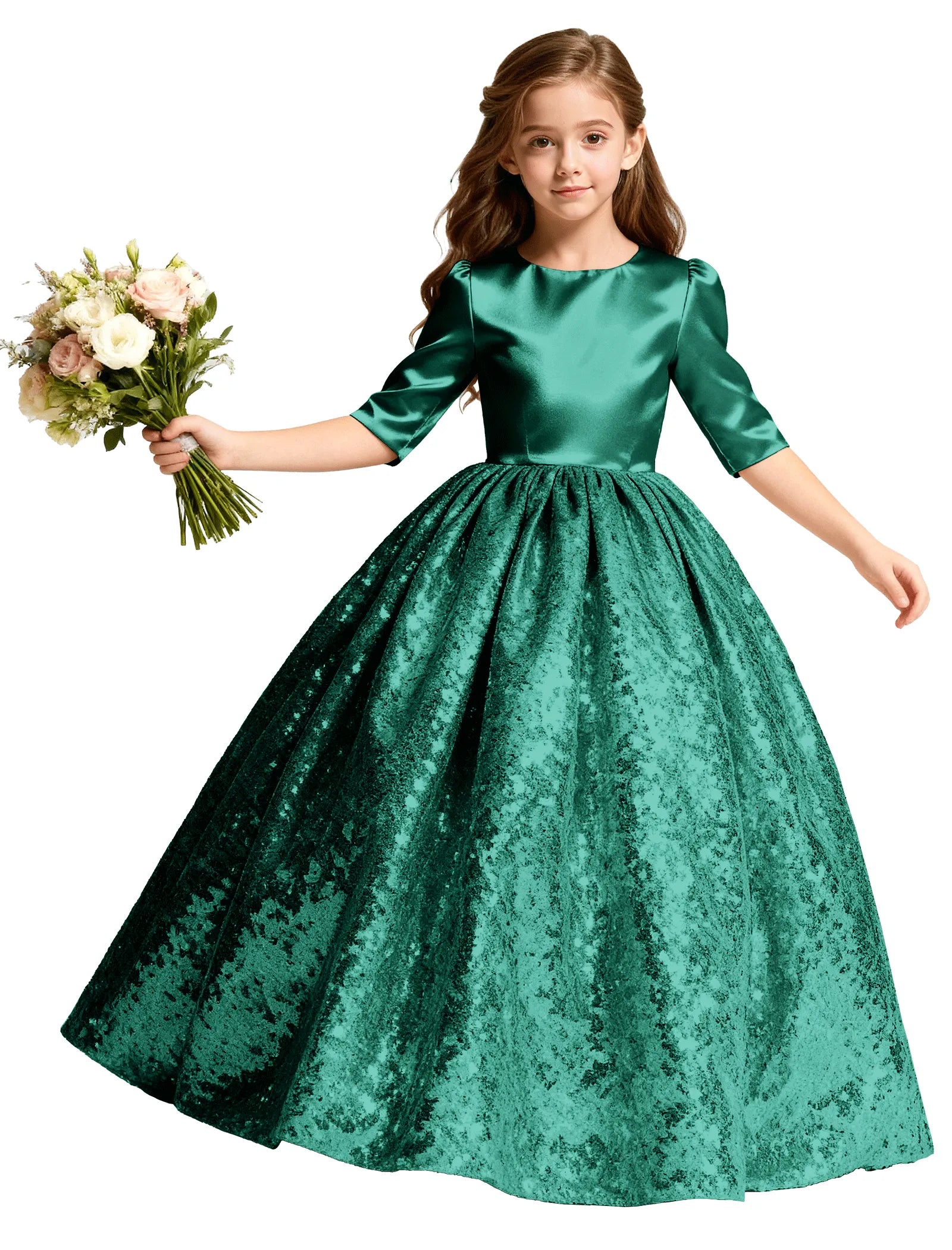 Junior Bridesmaid Dress with Sequin Hem