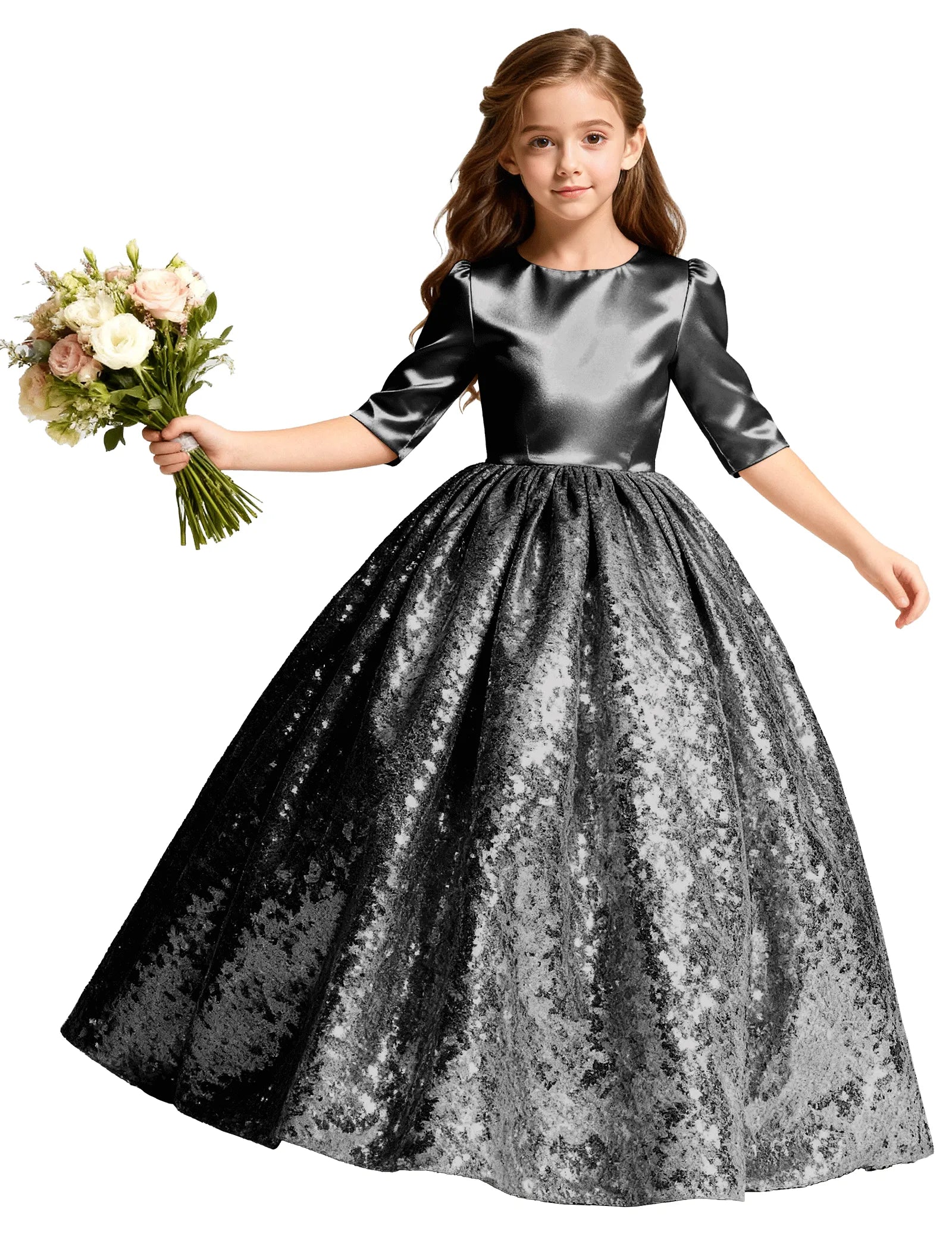 Junior Bridesmaid Dress with Sequin Hem