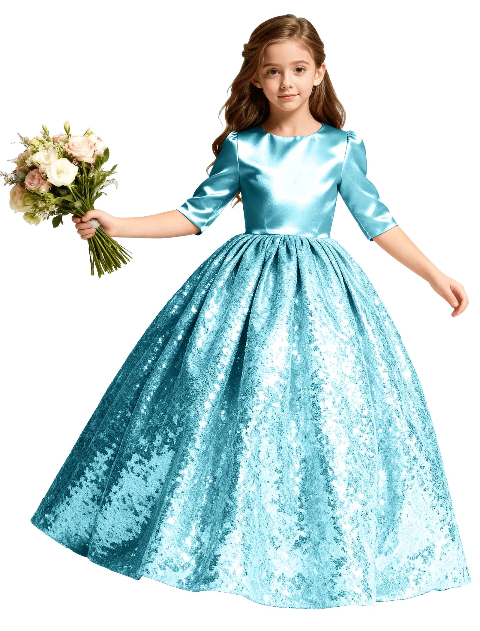 Junior Bridesmaid Dress with Sequin Hem