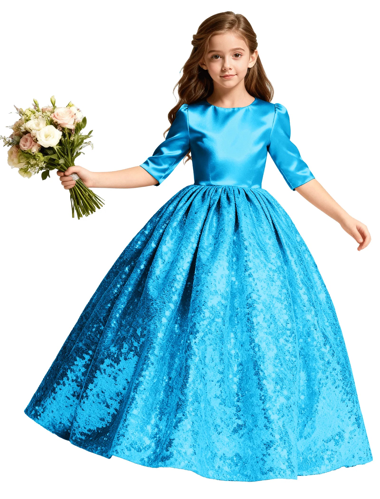 Junior Bridesmaid Dress with Sequin Hem