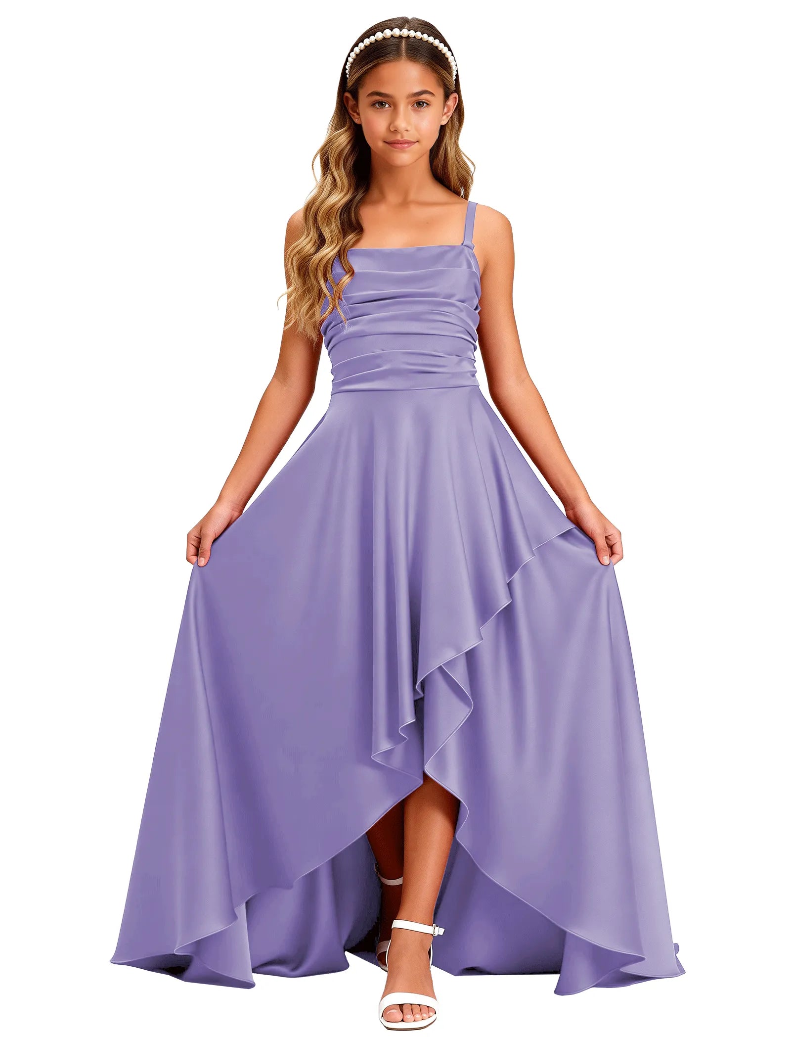 Girls Satin High-Low Party Dress