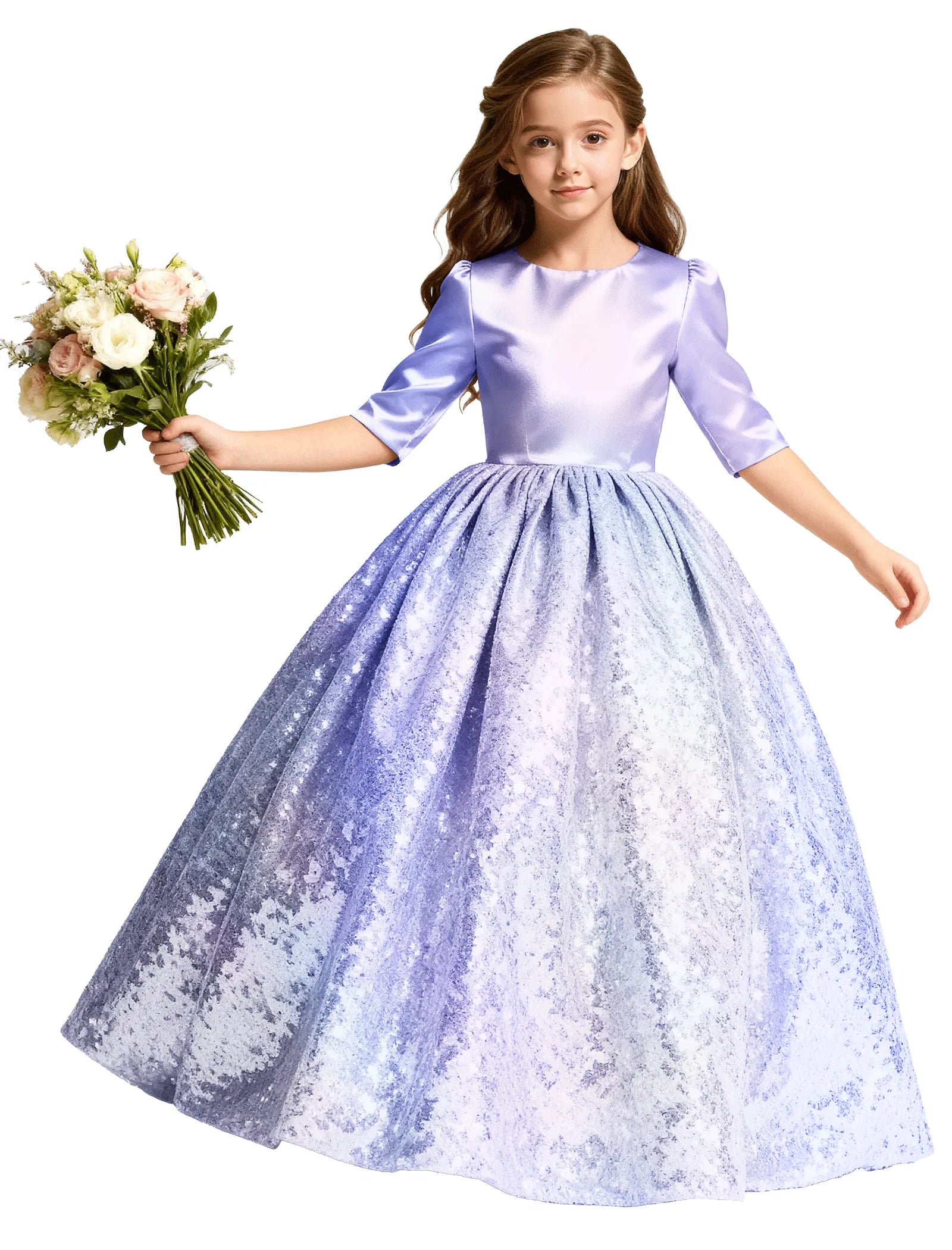 Junior Bridesmaid Dress with Sequin Hem