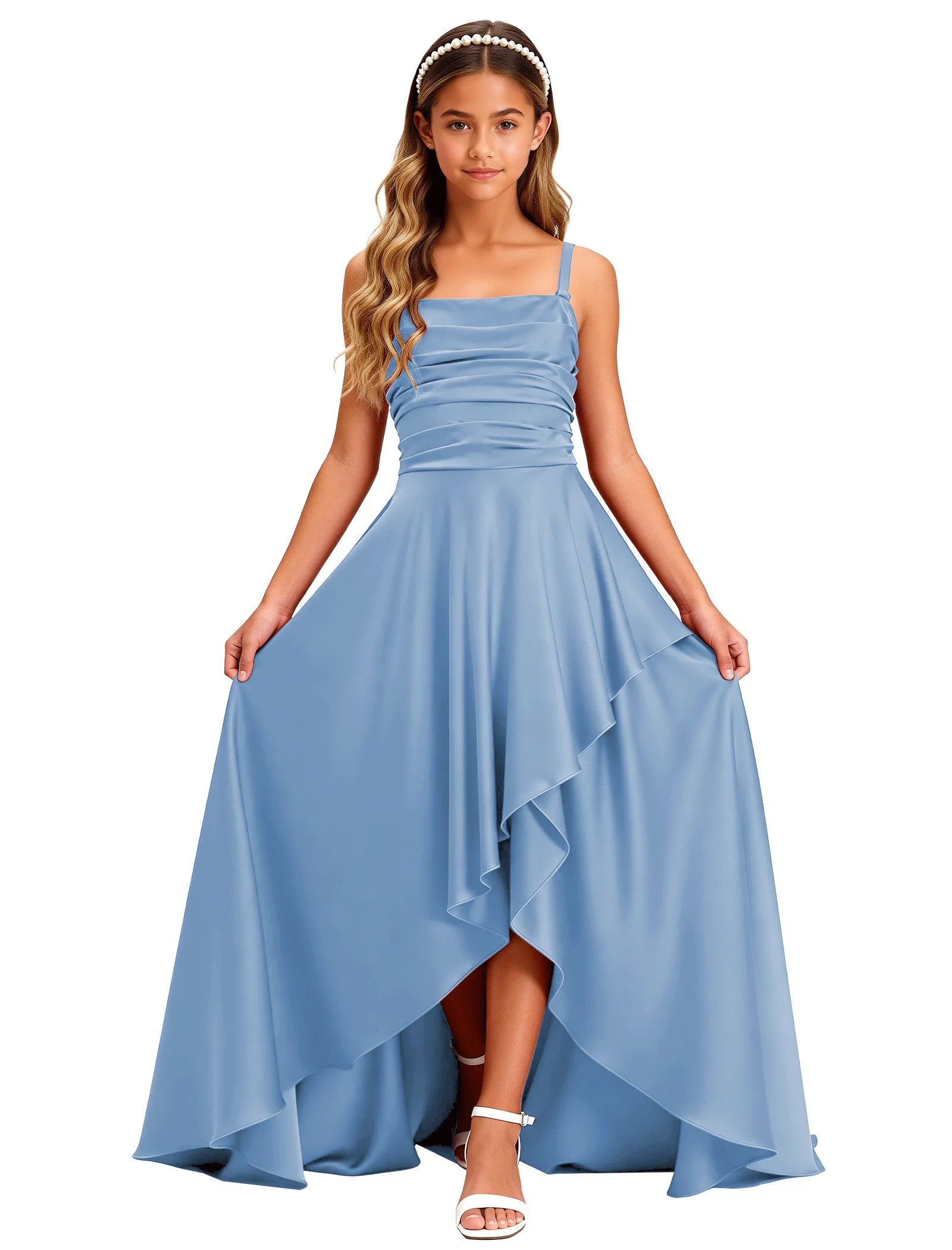 Girls Satin High-Low Party Dress