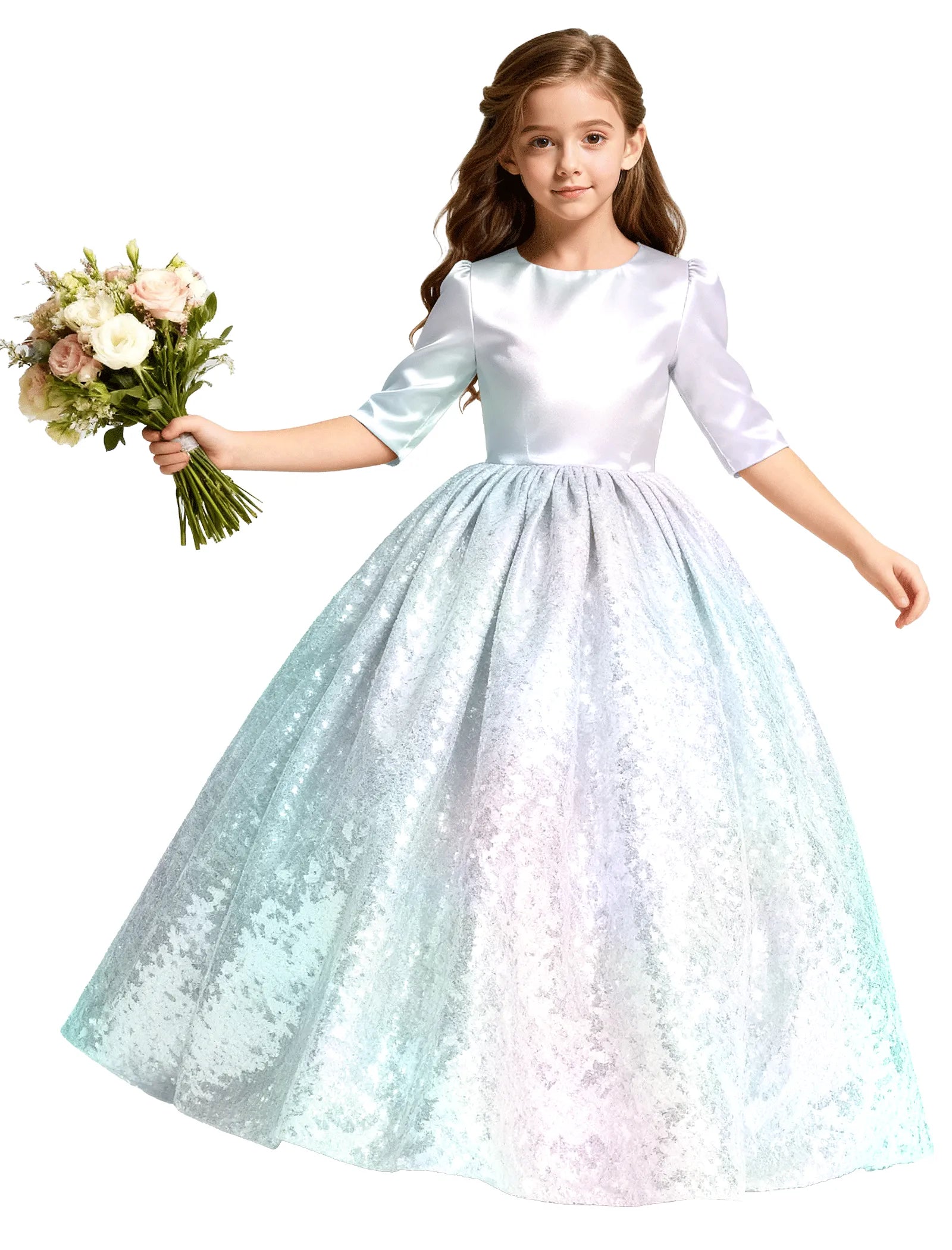 Junior Bridesmaid Dress with Sequin Hem