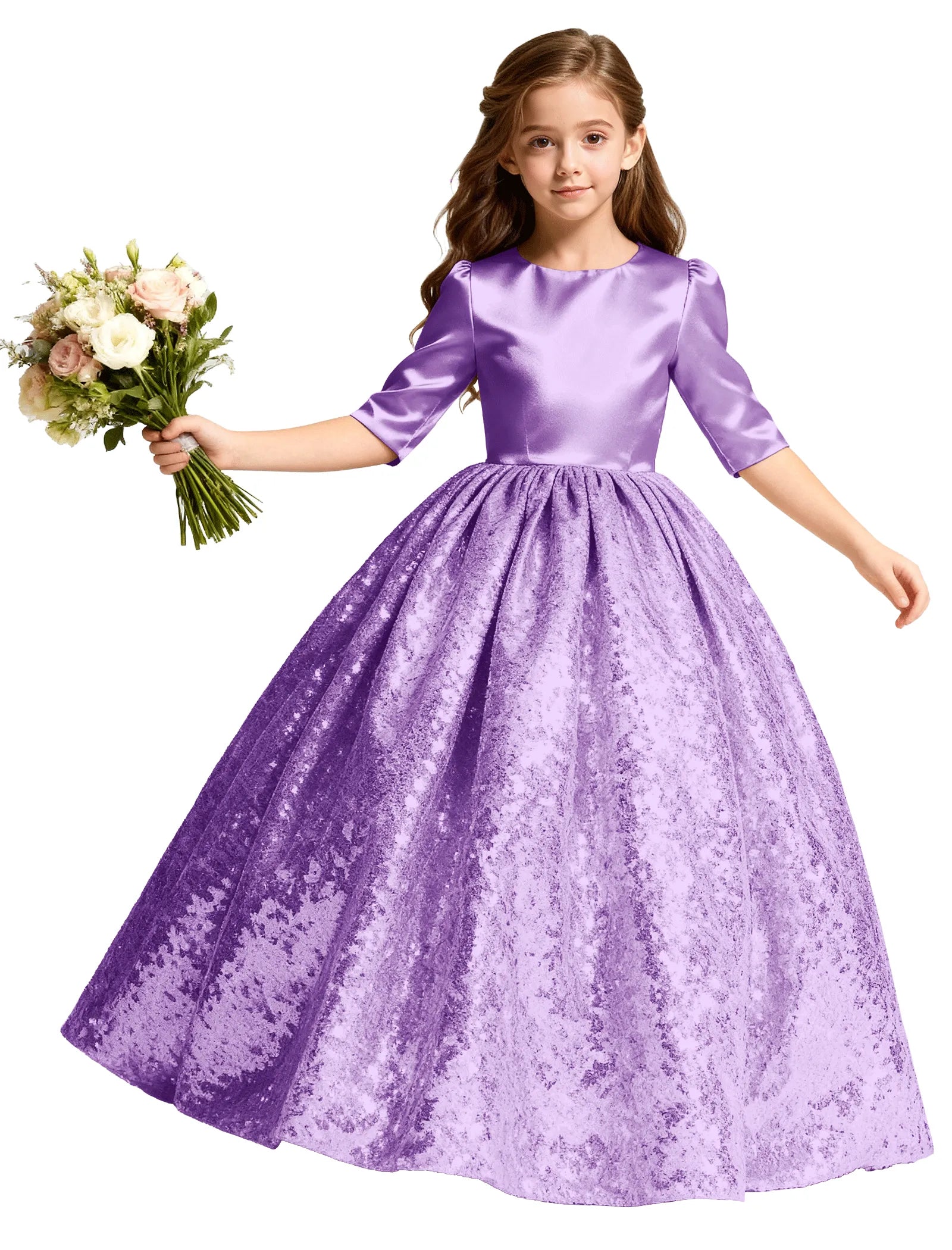 Junior Bridesmaid Dress with Sequin Hem