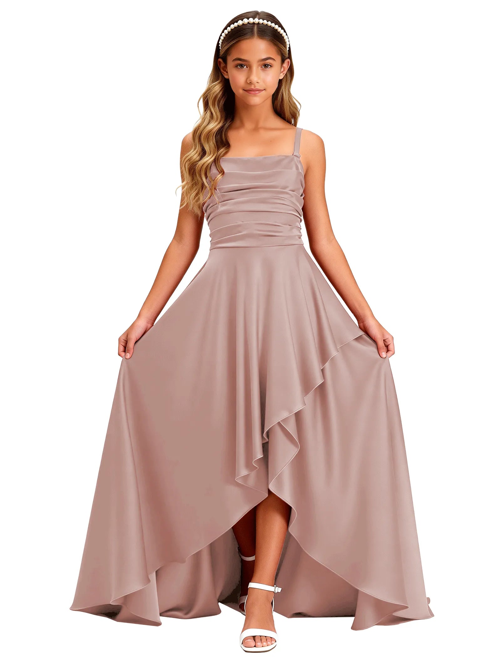 Girls Satin High-Low Party Dress
