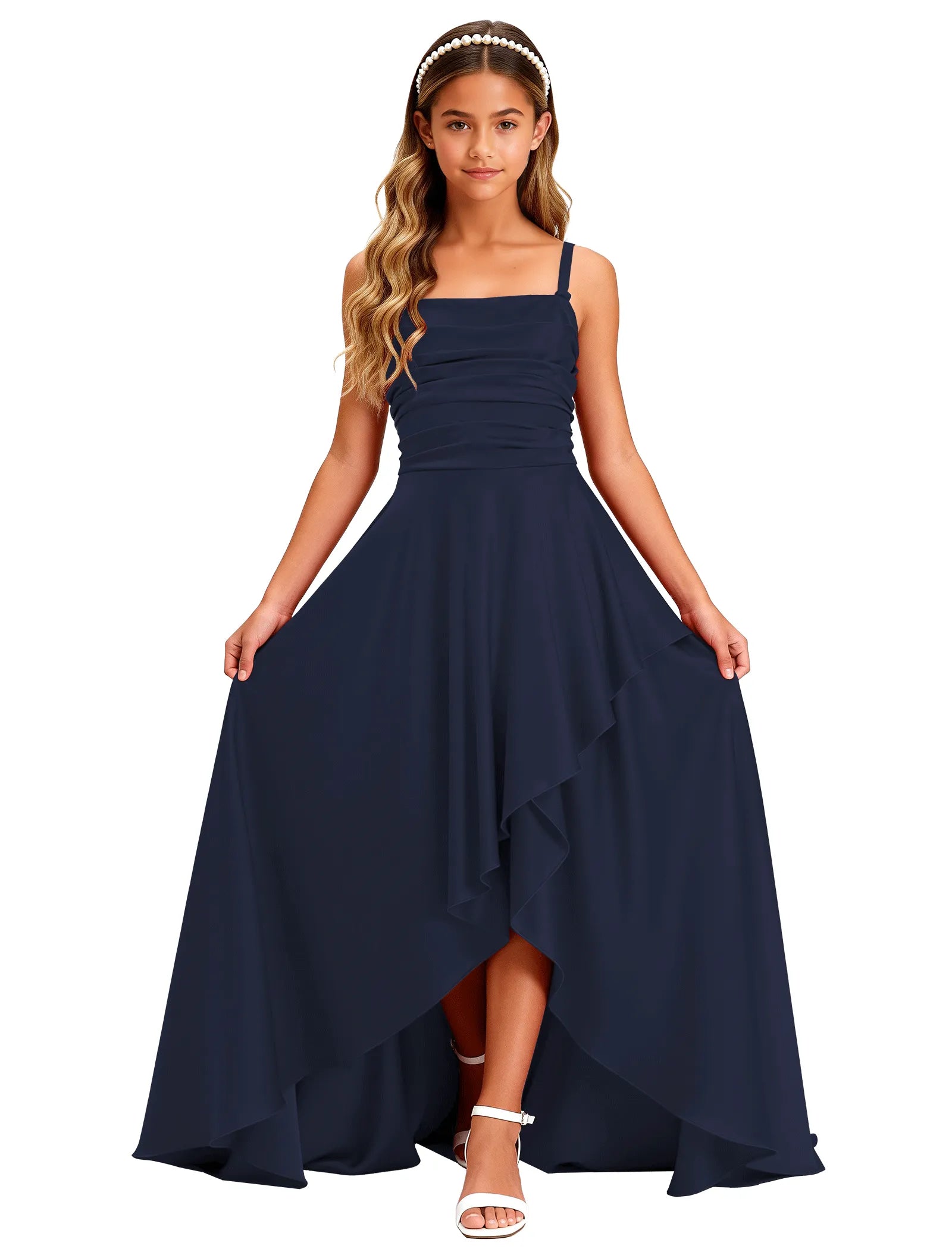 Girls Satin High-Low Party Dress