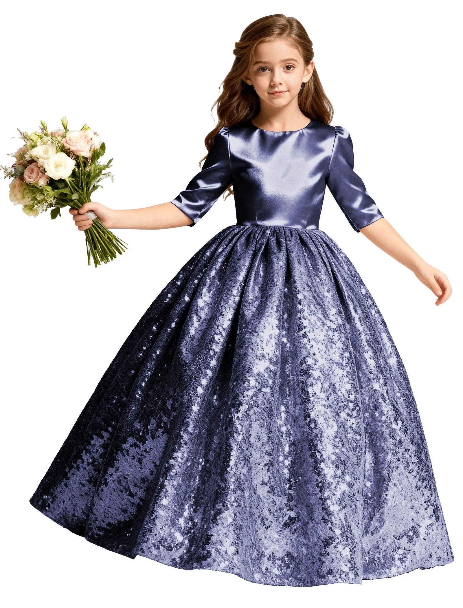 Junior Bridesmaid Dress with Sequin Hem