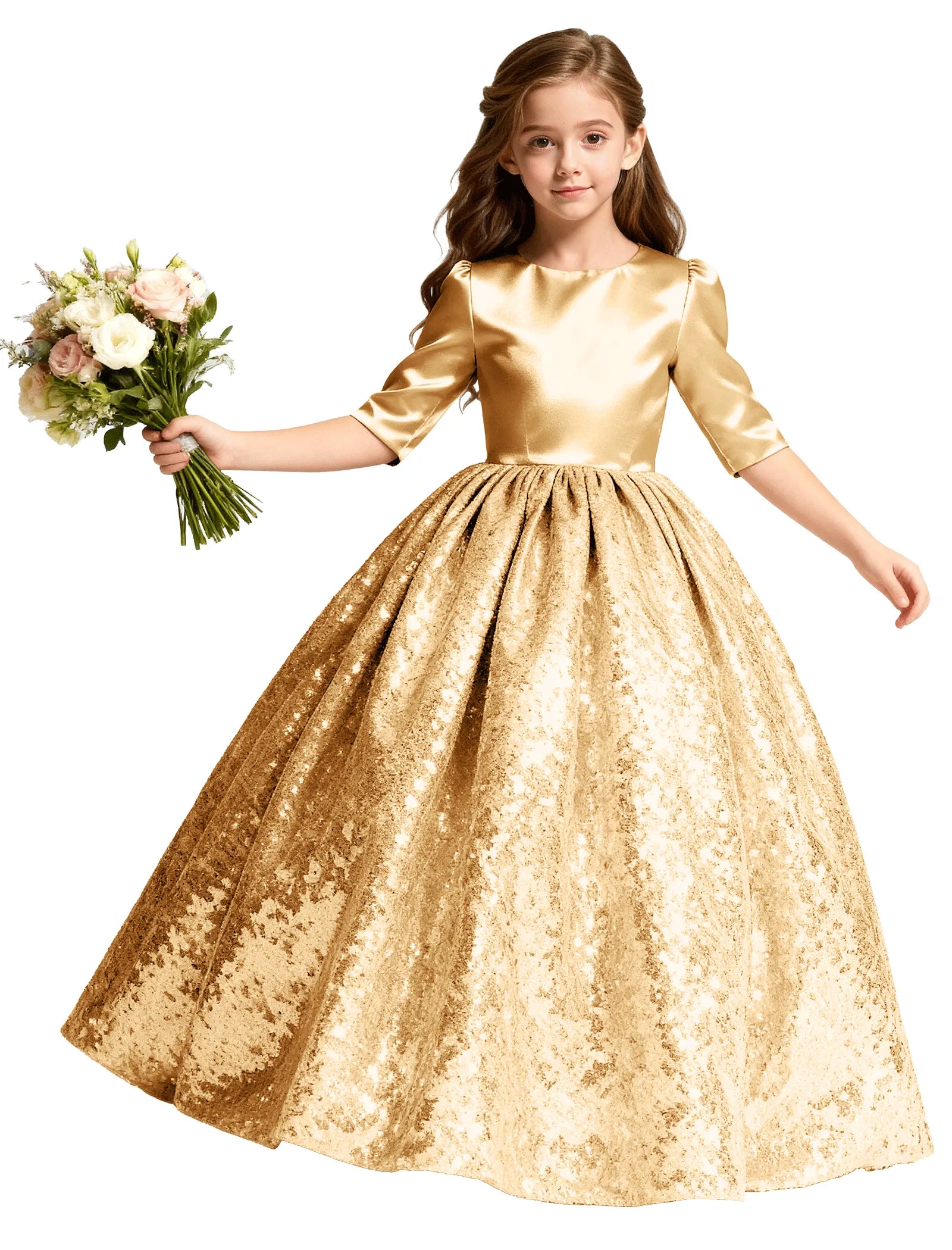 Junior Bridesmaid Dress with Sequin Hem