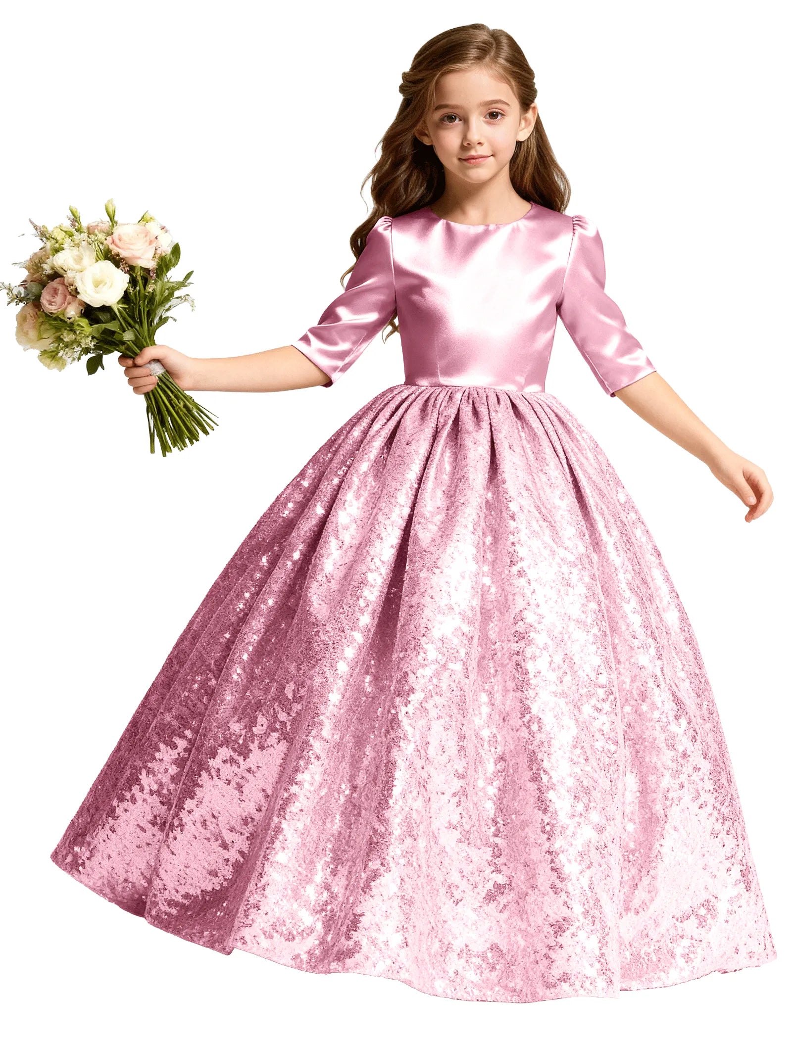 Junior Bridesmaid Dress with Sequin Hem