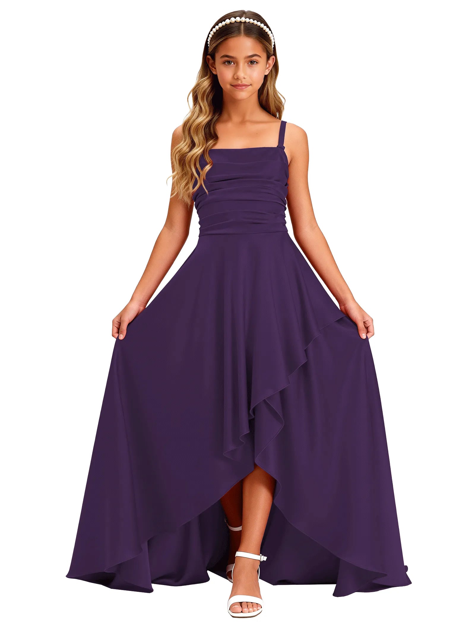 Girls Satin High-Low Party Dress