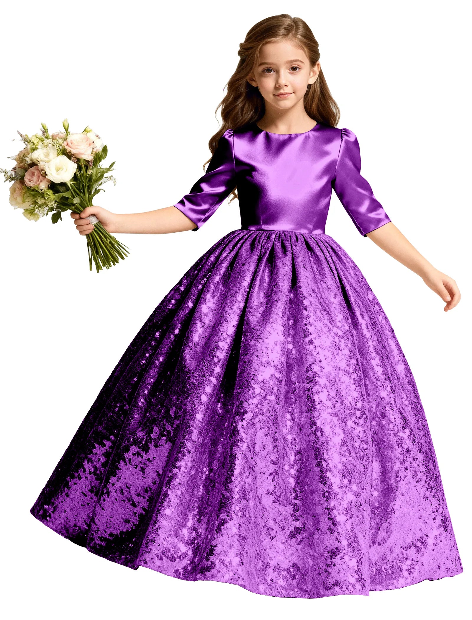Junior Bridesmaid Dress with Sequin Hem