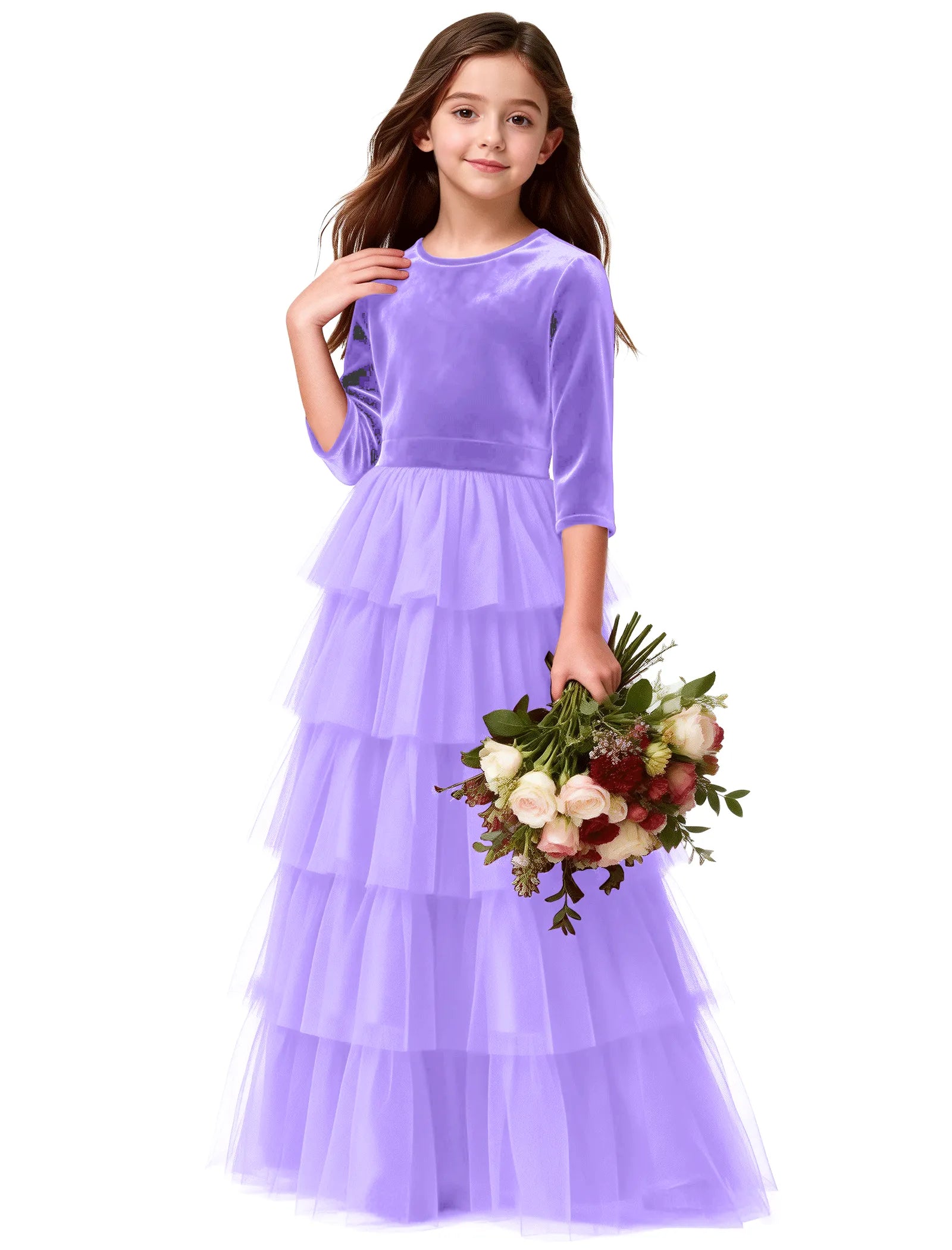 Elegant Velvet Pageant Dress for Girls