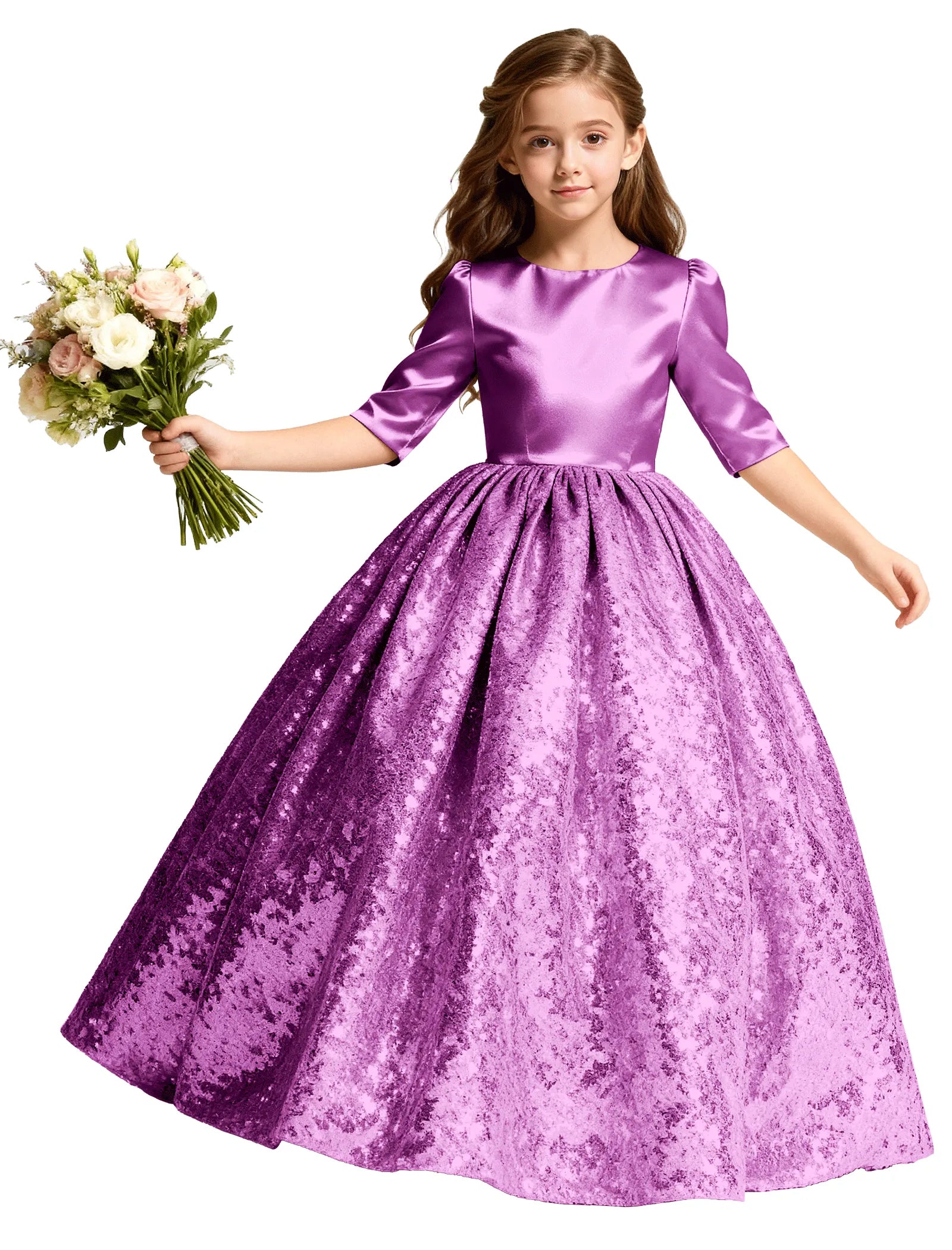 Junior Bridesmaid Dress with Sequin Hem